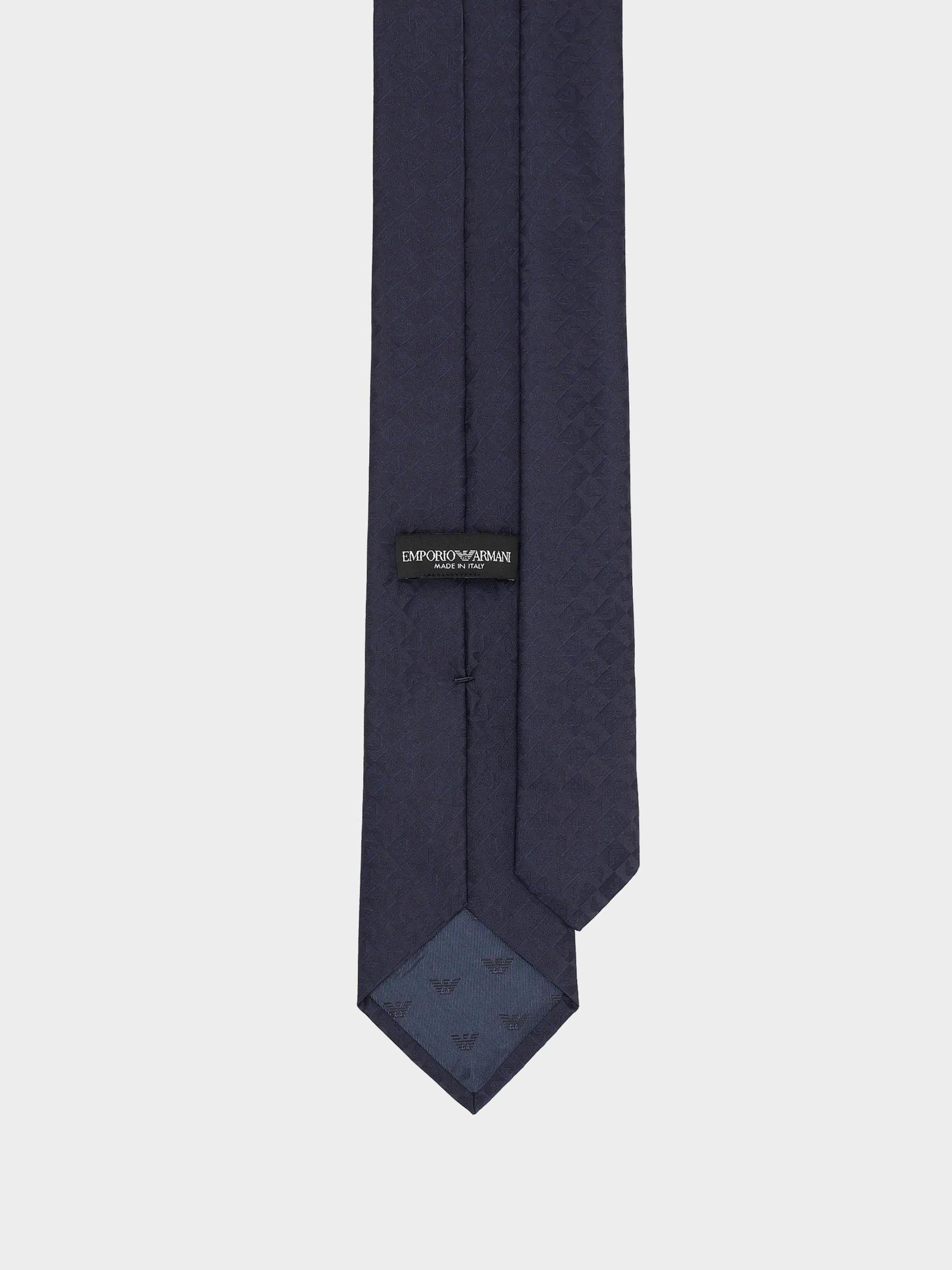 Emporio Armani Emporıo Armani Erkek Saf İpek Kumaş Kare Kartal Desenli Lacivert Kravat 340075 2R612-00136