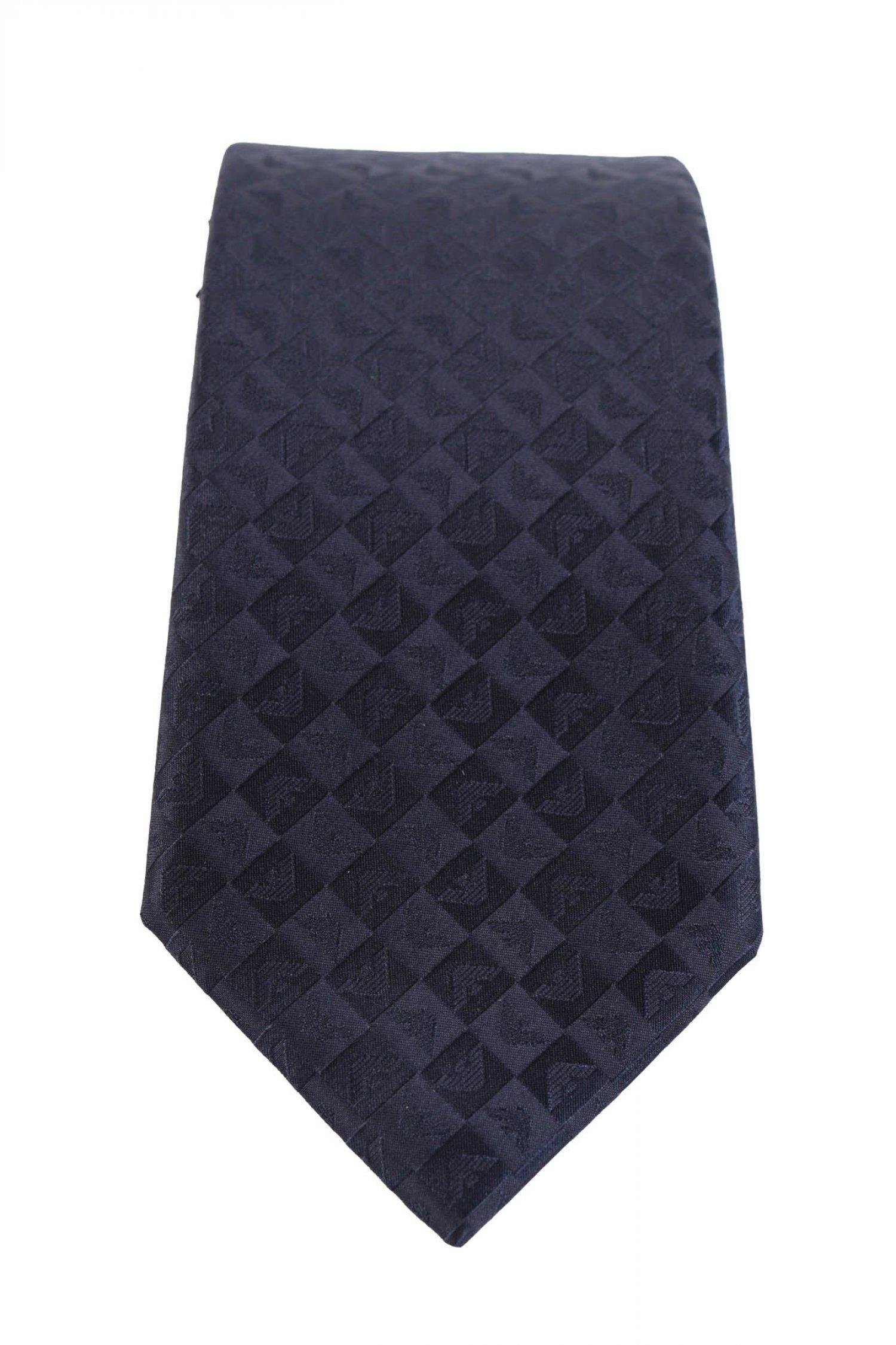Emporio Armani Emporıo Armani Erkek Saf İpek Kumaş Kare Kartal Desenli Lacivert Kravat 340075 2R612-00136