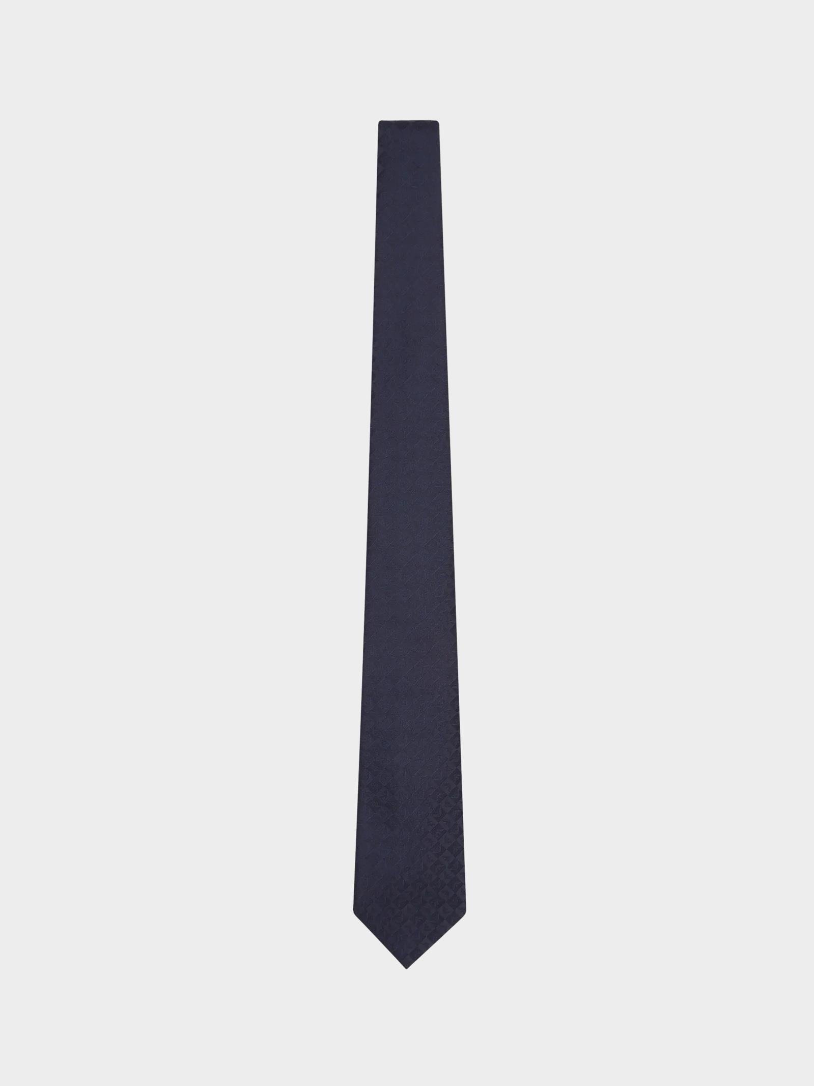 Emporio Armani Emporıo Armani Erkek Saf İpek Kumaş Kare Kartal Desenli Lacivert Kravat 340075 2R612-00136