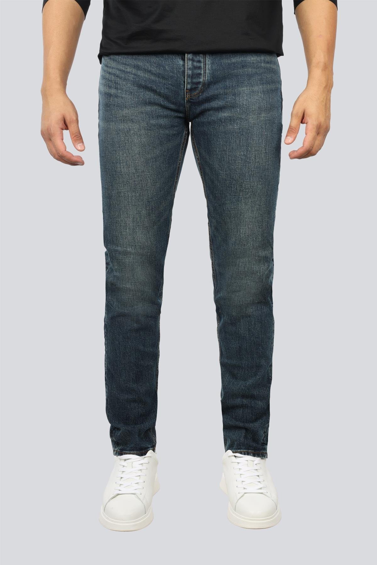 Emporio Armani Emporıo Armani Erkek Slim Fit Cep Detay Uzun Dar Paça Denim Kumaş Lacivert Pantolon EM000668 AF17486-MB002