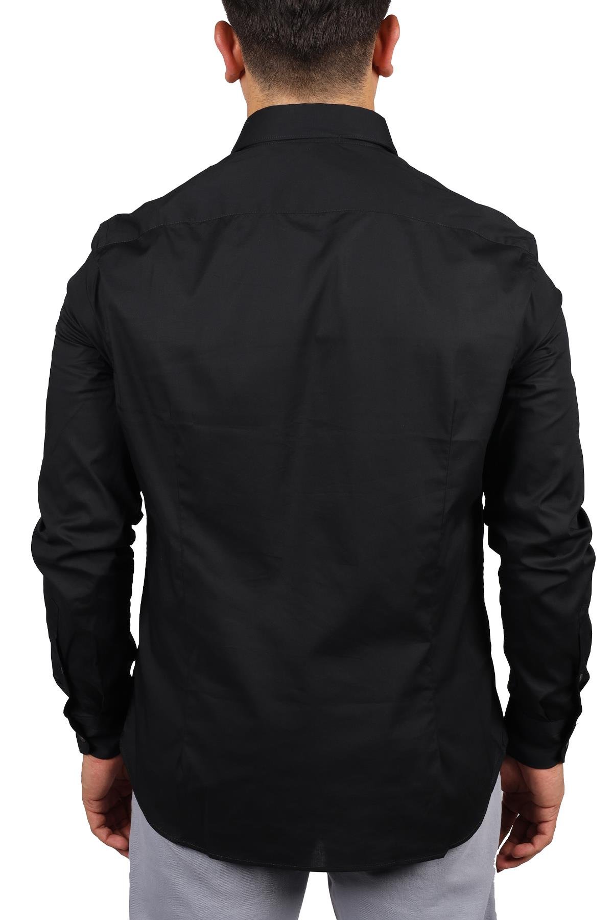 Emporio Armani Emporıo Armani Erkek Uzun Kol Normal Gömlek Yaka Günlük Siyah Gömlek 3R1CN6 1K01Z-0090