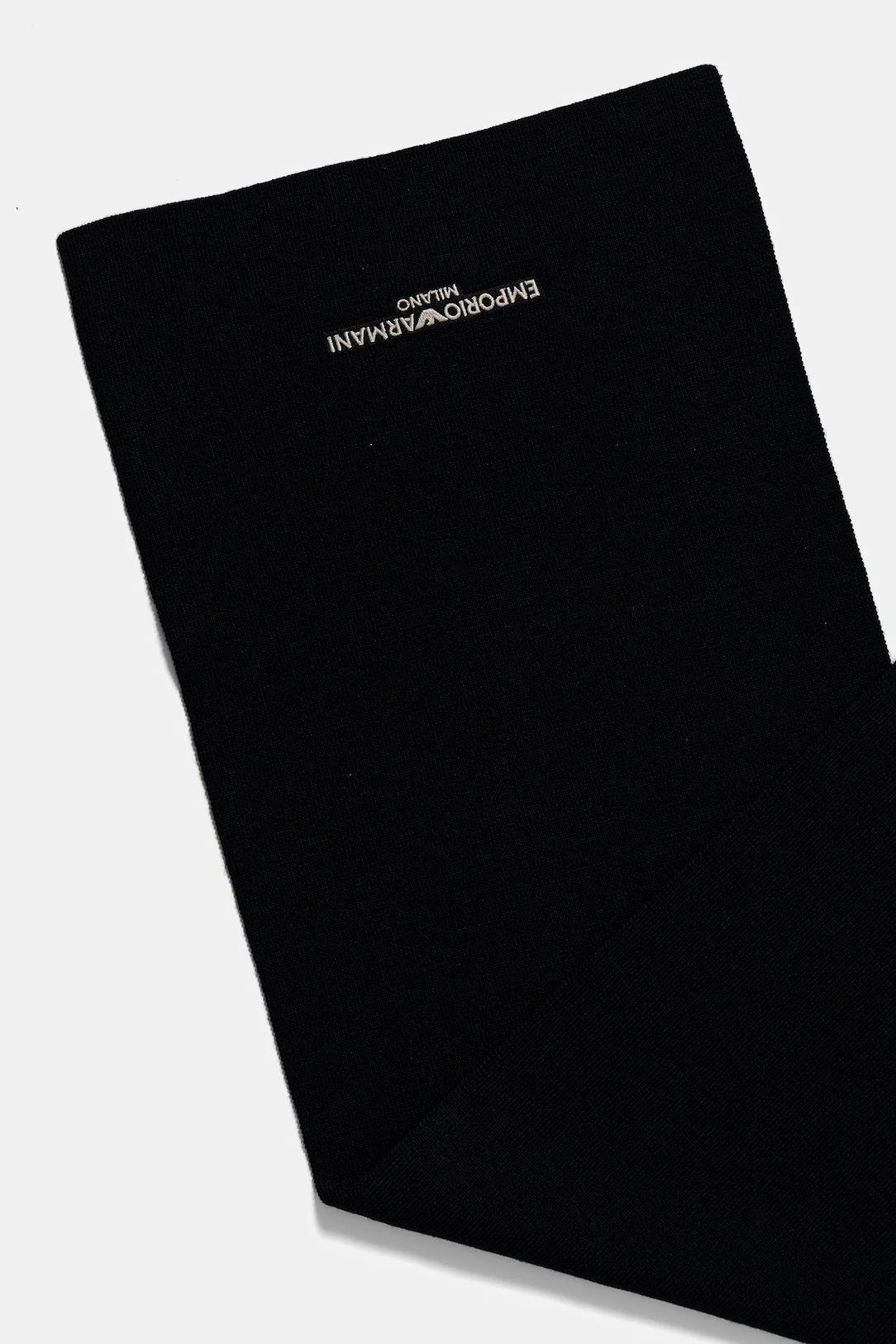 EMPORIO ARMANI Emporıo Armani Erkek Yünlü Pürüzsüz Örme Kumaş Logo İşlemeli Siyah Şal & Eşarp & Fular EM003713 AF18241-U8120