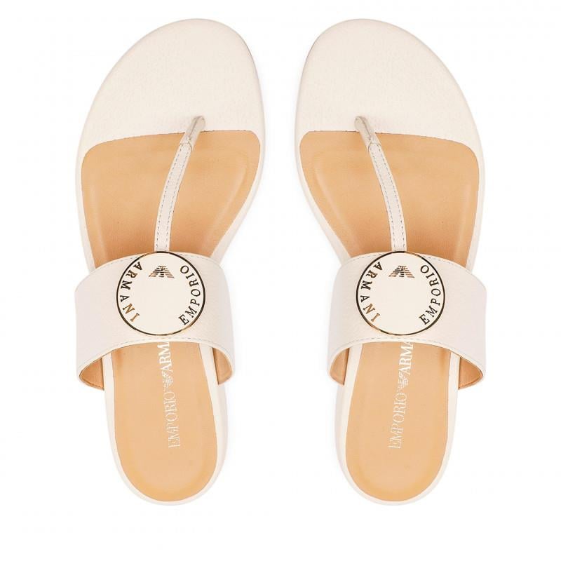 Emporio Armani Emporıo Armani Kadın İnce Tabanlı Parmak Arası Bej Sandalet X3Q078 XF636-BEJ