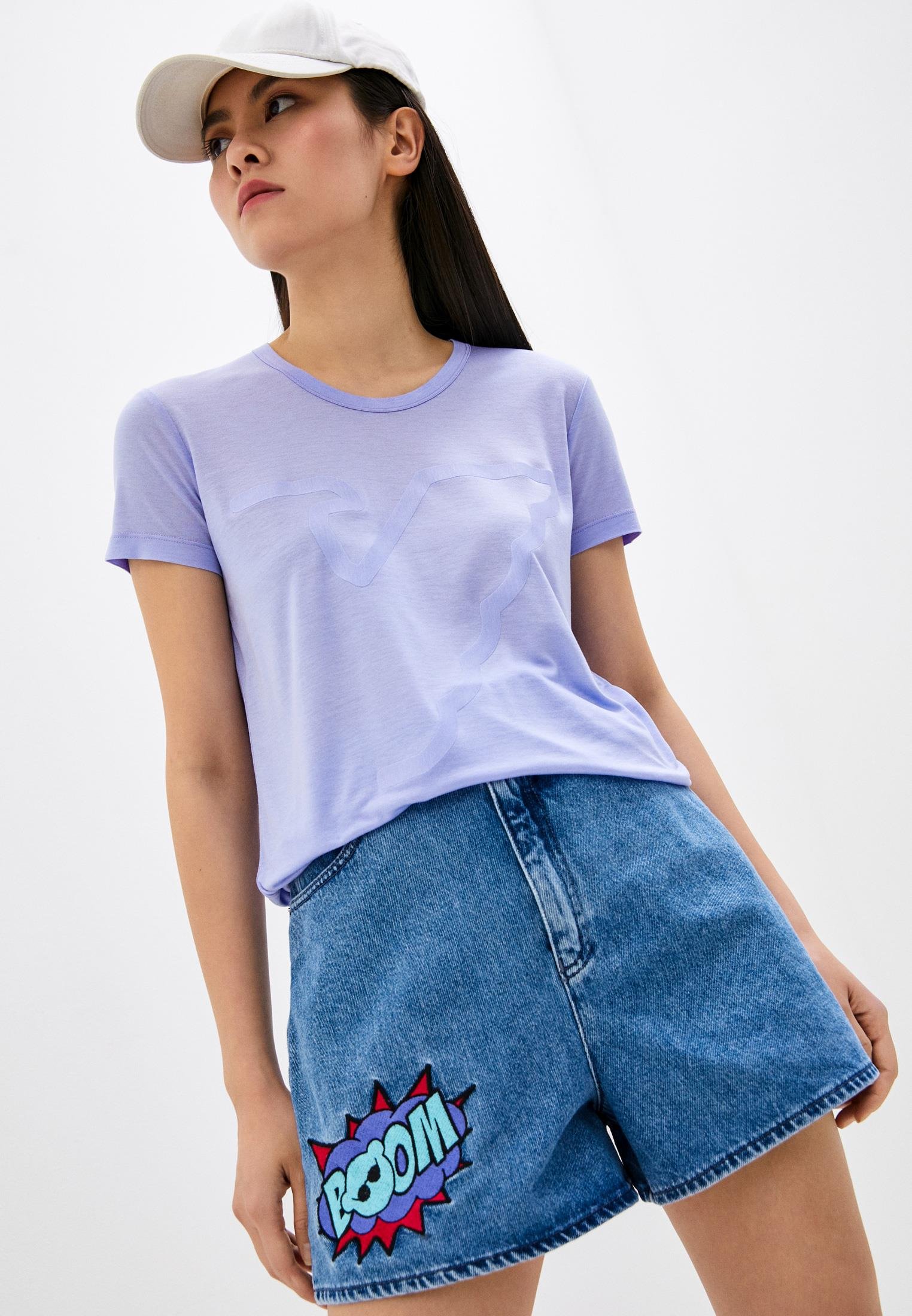 Emporio Armani Emporıo Armani Kadın Marka Logolu Organik Pamuklu Kısa Kollu Lila T-Shirt 3K2T7F 2JRAZ-LİLA