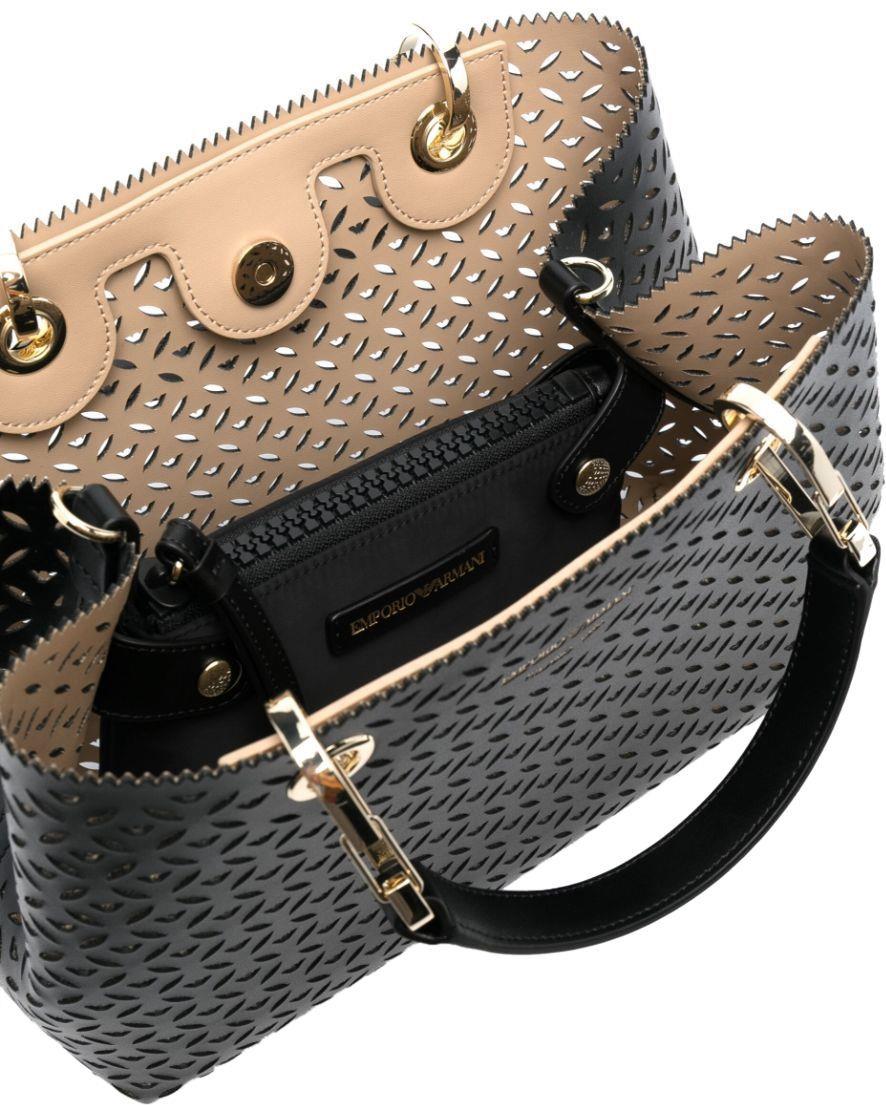 Emporio Armani Emporıo Armani Kadın Marka Logo Detaylı Fermuarlı Çok Cepli Siyah Omuz Çantası Y3D166 YVX3A-80535