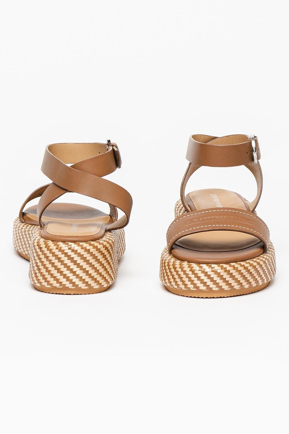 Emporio Armani Emporıo Armani Kadın Normal Taban Bantlı Bagcığı Tokalı Kahverengi Sandalet X3P784 XN268-R173