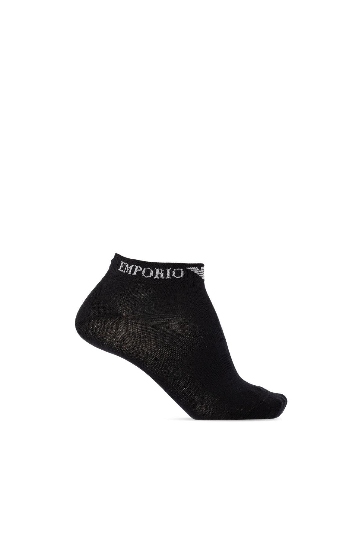 Emporio Armani Emporıo Body Erkek Pamuklu Logolu Dokuma Kumaş Siyah Çorap 300048 3F254-29821
