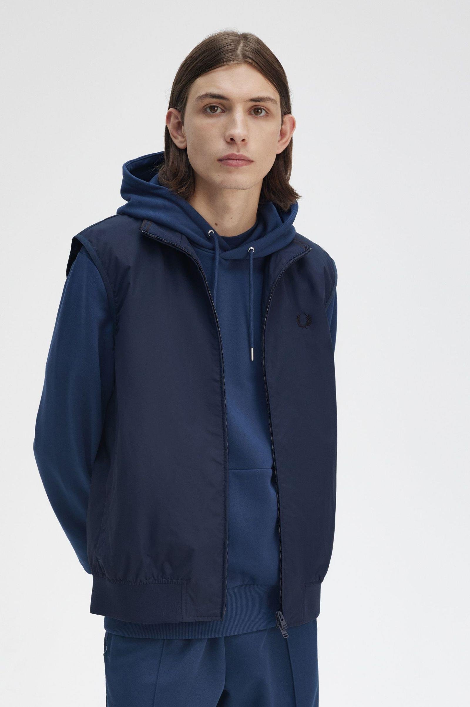 Fred Perry Fred Perry Erkek Dik Yaka Fermuar Kapamalı Kolsuz Mavi Yelek J8500-X86