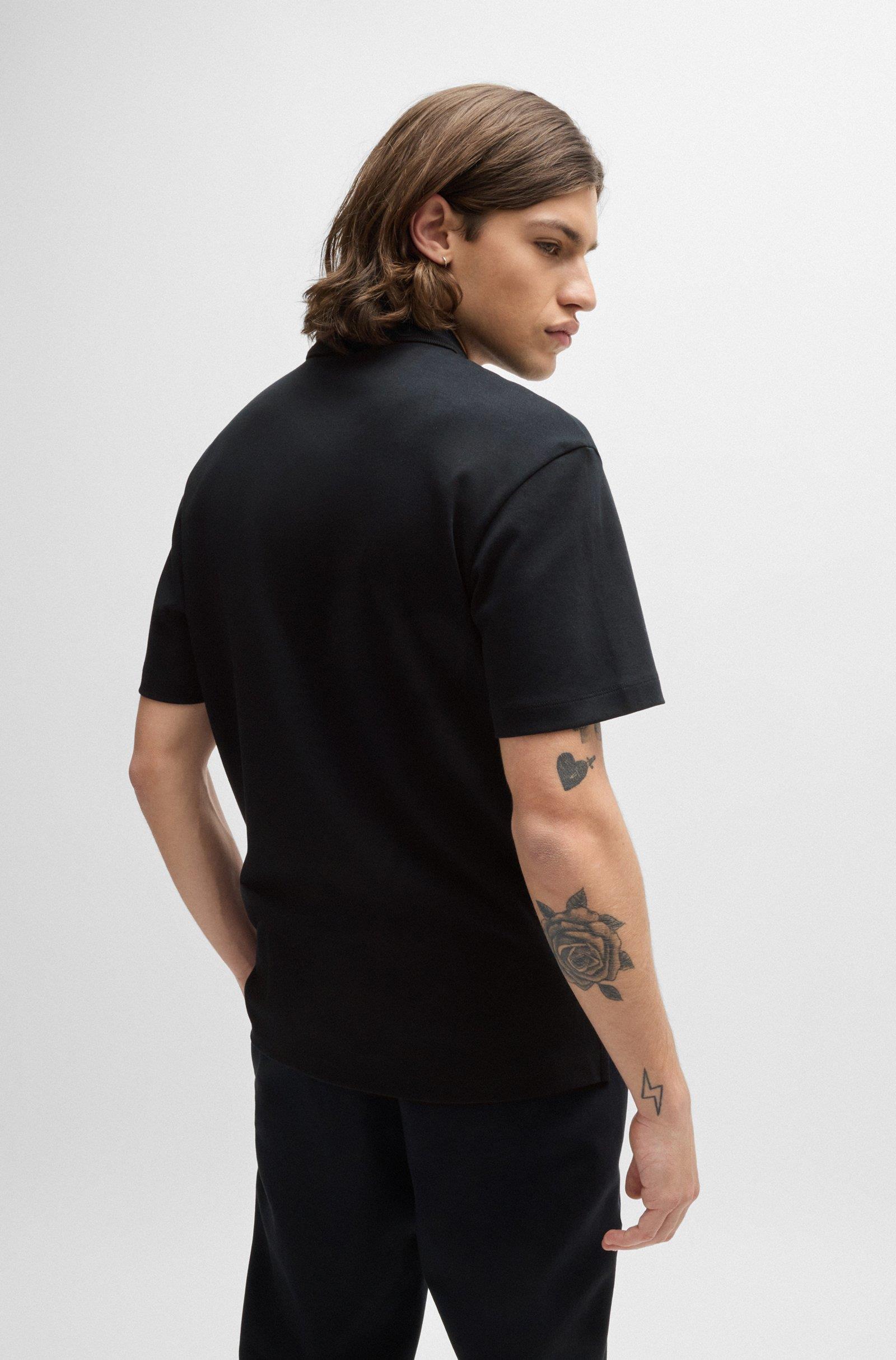 HUGO HUGO Erkek Dokuma Polo Yaka Kısa Kol Günlük Siyah Polo Yaka T-Shirt 50517638-001