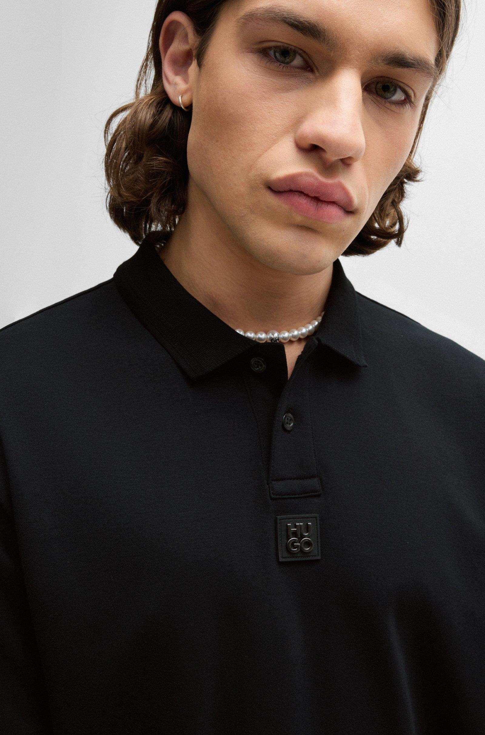 HUGO HUGO Erkek Dokuma Polo Yaka Kısa Kol Günlük Siyah Polo Yaka T-Shirt 50517638-001