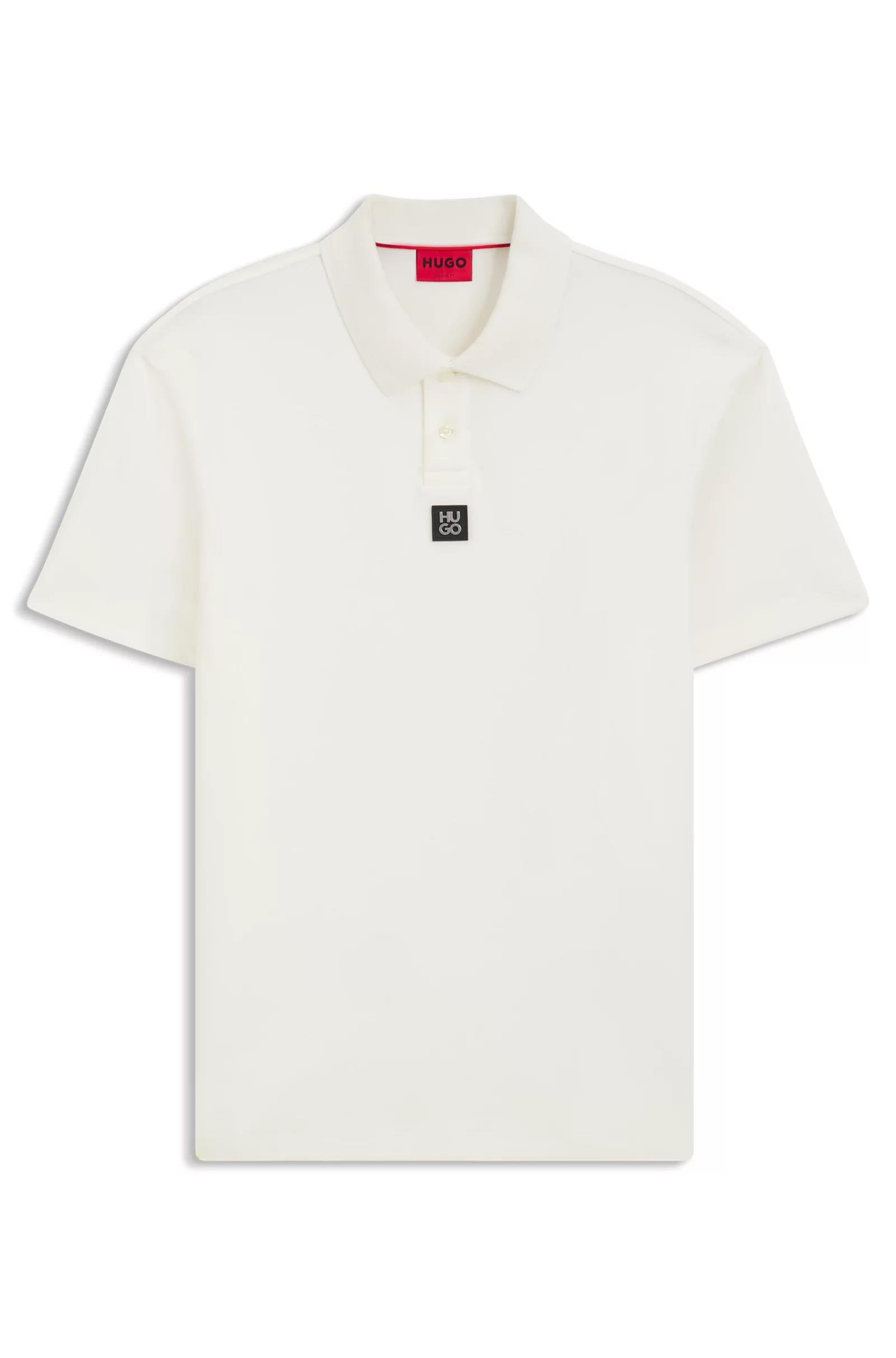 HUGO HUGO Erkek Dokuma Polo Yaka Kısa Kol Günlük Ekru Polo Yaka T-Shirt 50517638-103