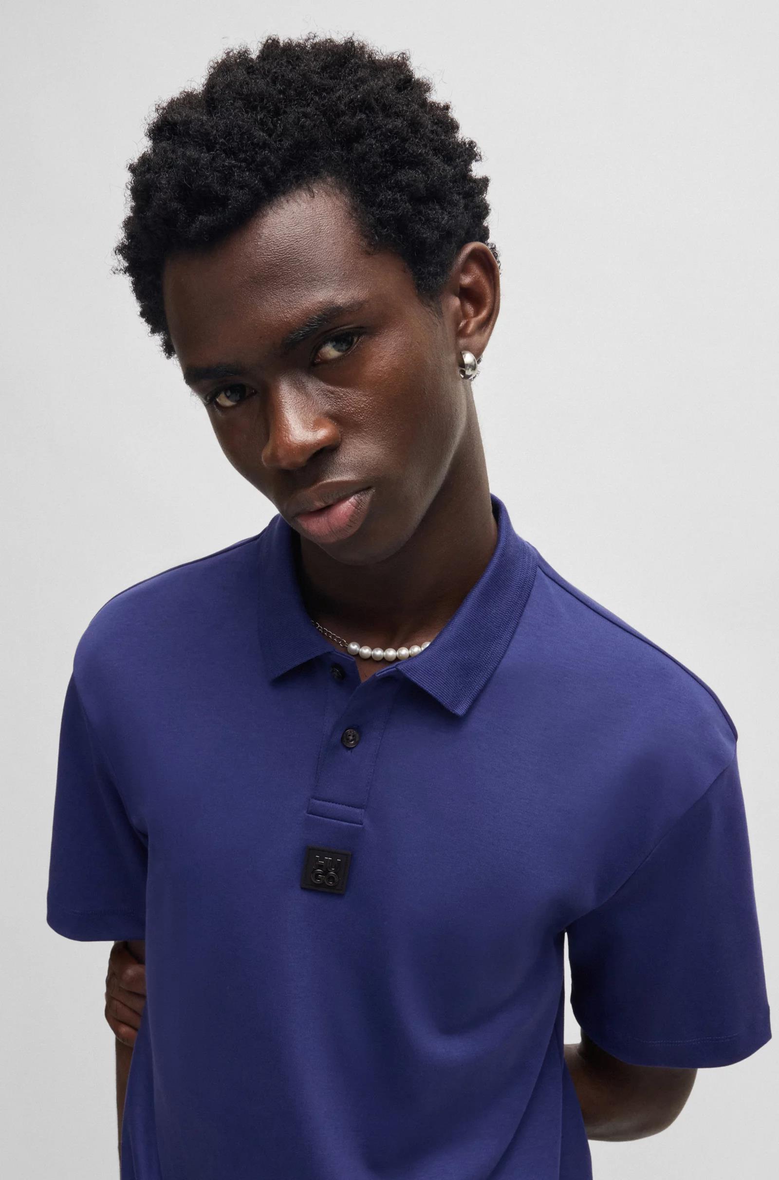 HUGO HUGO Erkek Dokuma Polo Yaka Kısa Kol Günlük Lacivert Polo Yaka T-Shirt 50517638-407