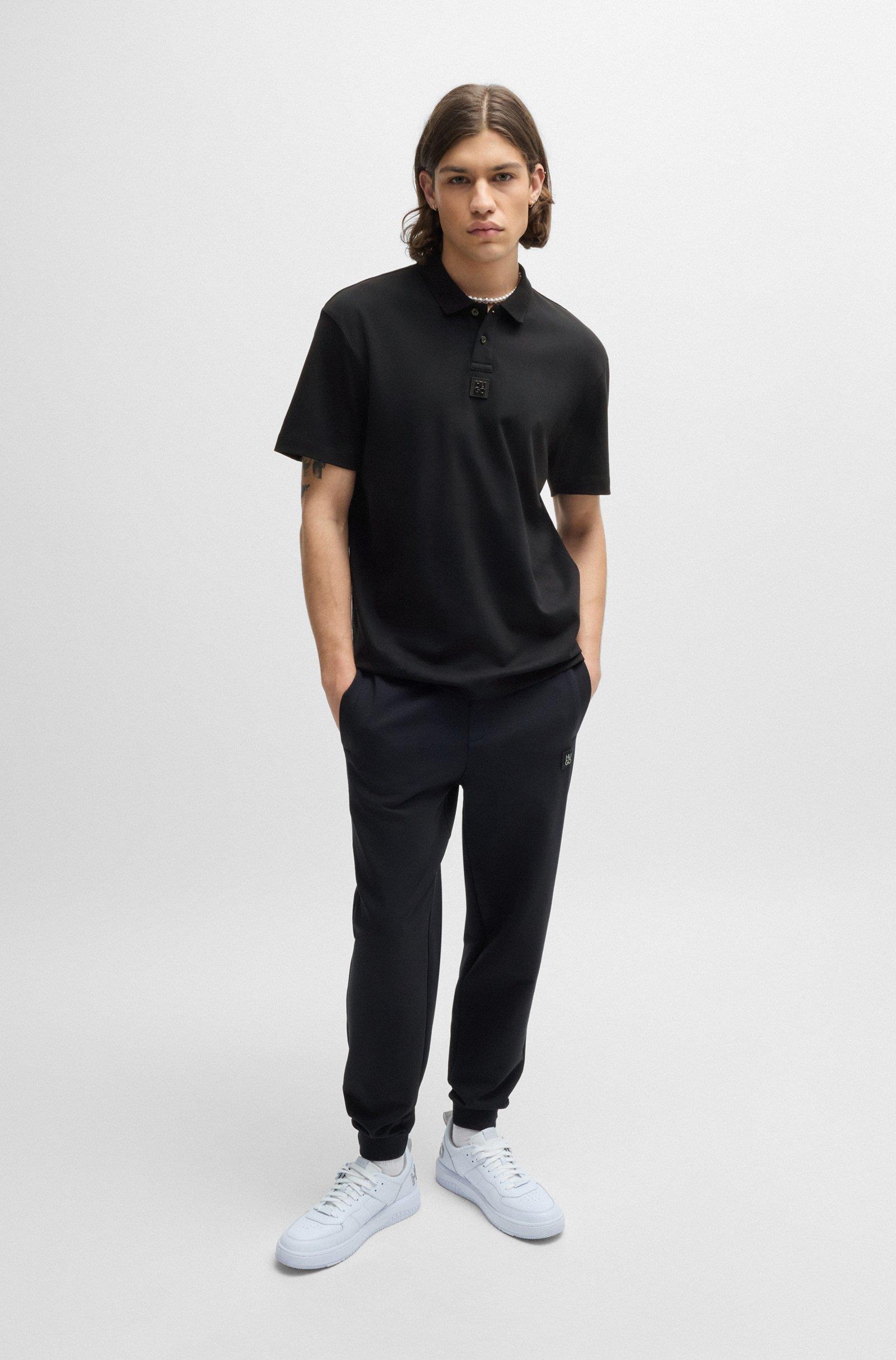 HUGO HUGO Erkek Dokuma Polo Yaka Kısa Kol Günlük Siyah Polo Yaka T-Shirt 50517638-001