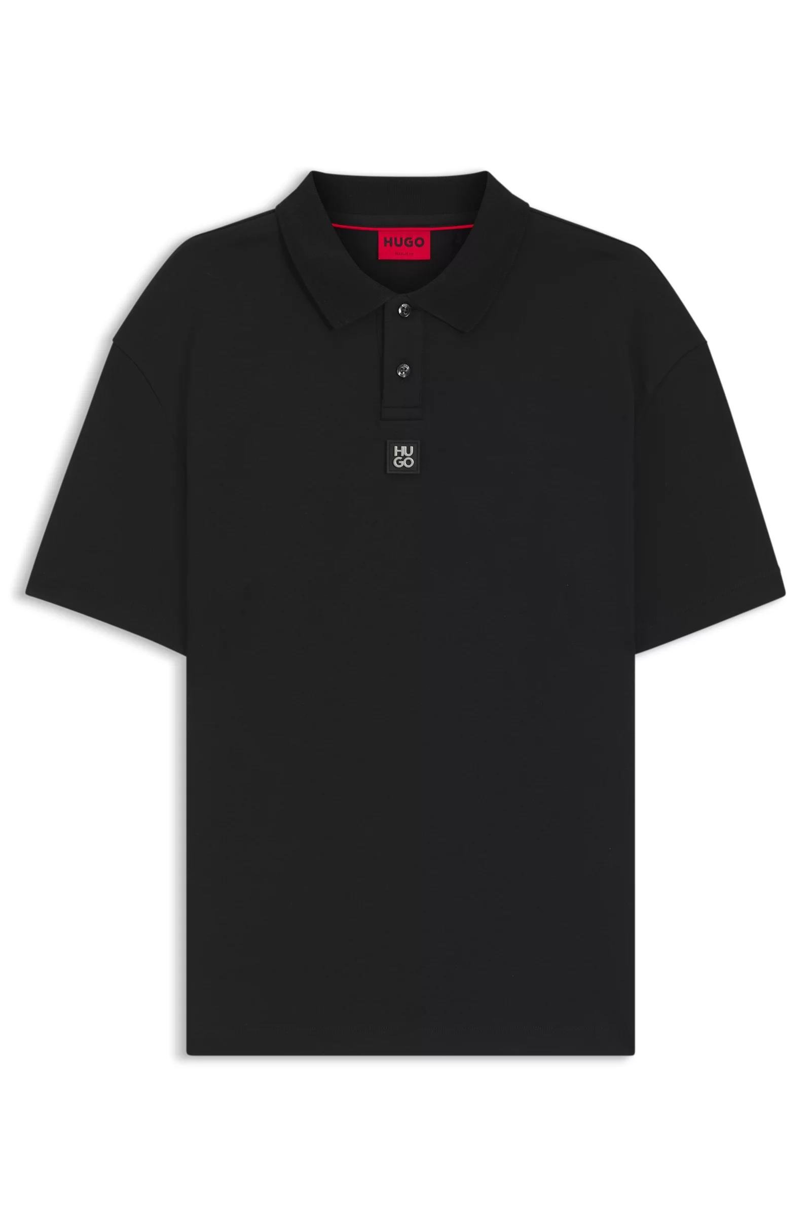 HUGO HUGO Erkek Dokuma Polo Yaka Kısa Kol Günlük Siyah1 Polo Yaka T-Shirt 50517638-002