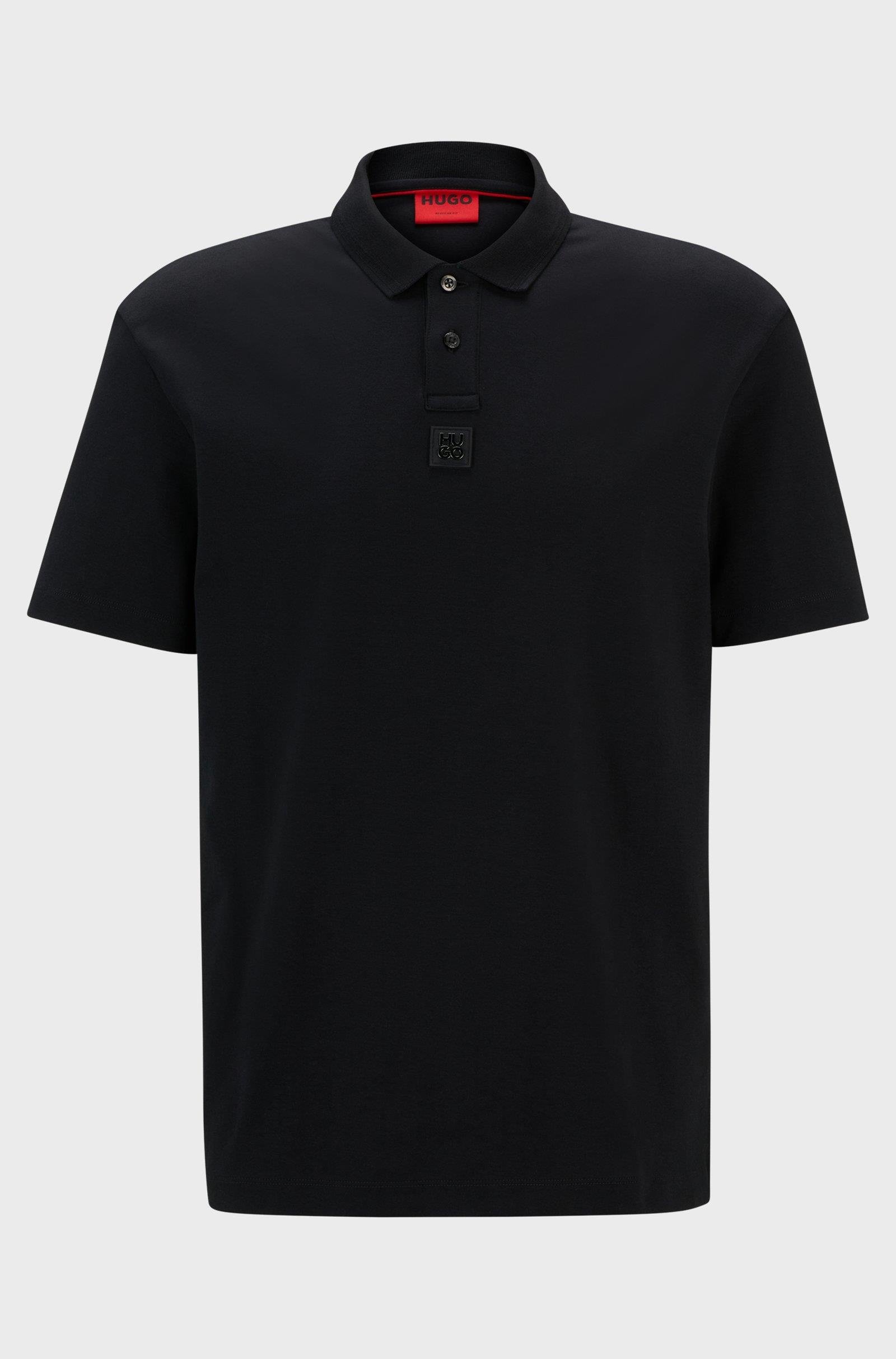 HUGO HUGO Erkek Dokuma Polo Yaka Kısa Kol Günlük Siyah Polo Yaka T-Shirt 50517638-001