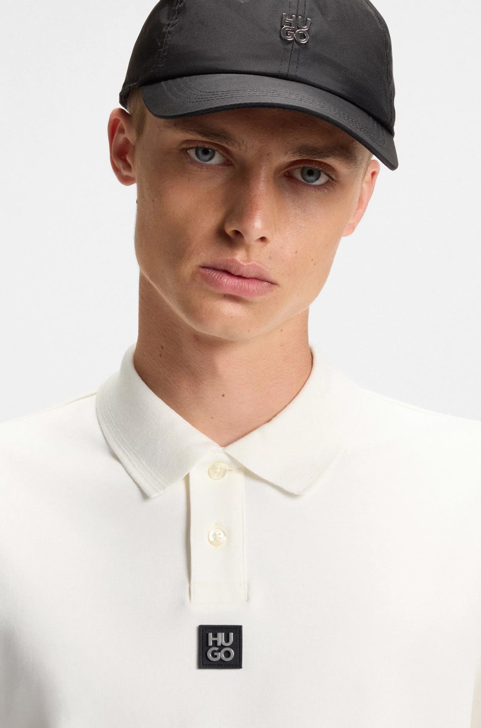 HUGO HUGO Erkek Dokuma Polo Yaka Kısa Kol Günlük Ekru Polo Yaka T-Shirt 50517638-103