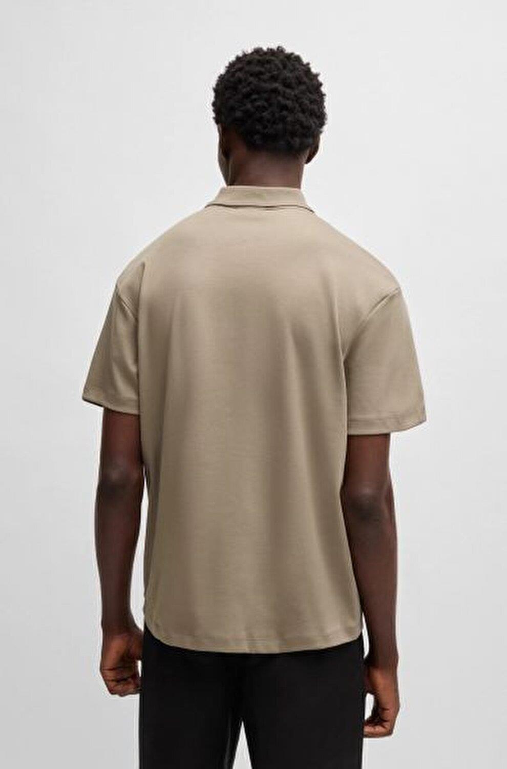 HUGO HUGO Erkek Dokuma Polo Yaka Kısa Kol Günlük Bej Polo Yaka T-Shirt 50517638-219