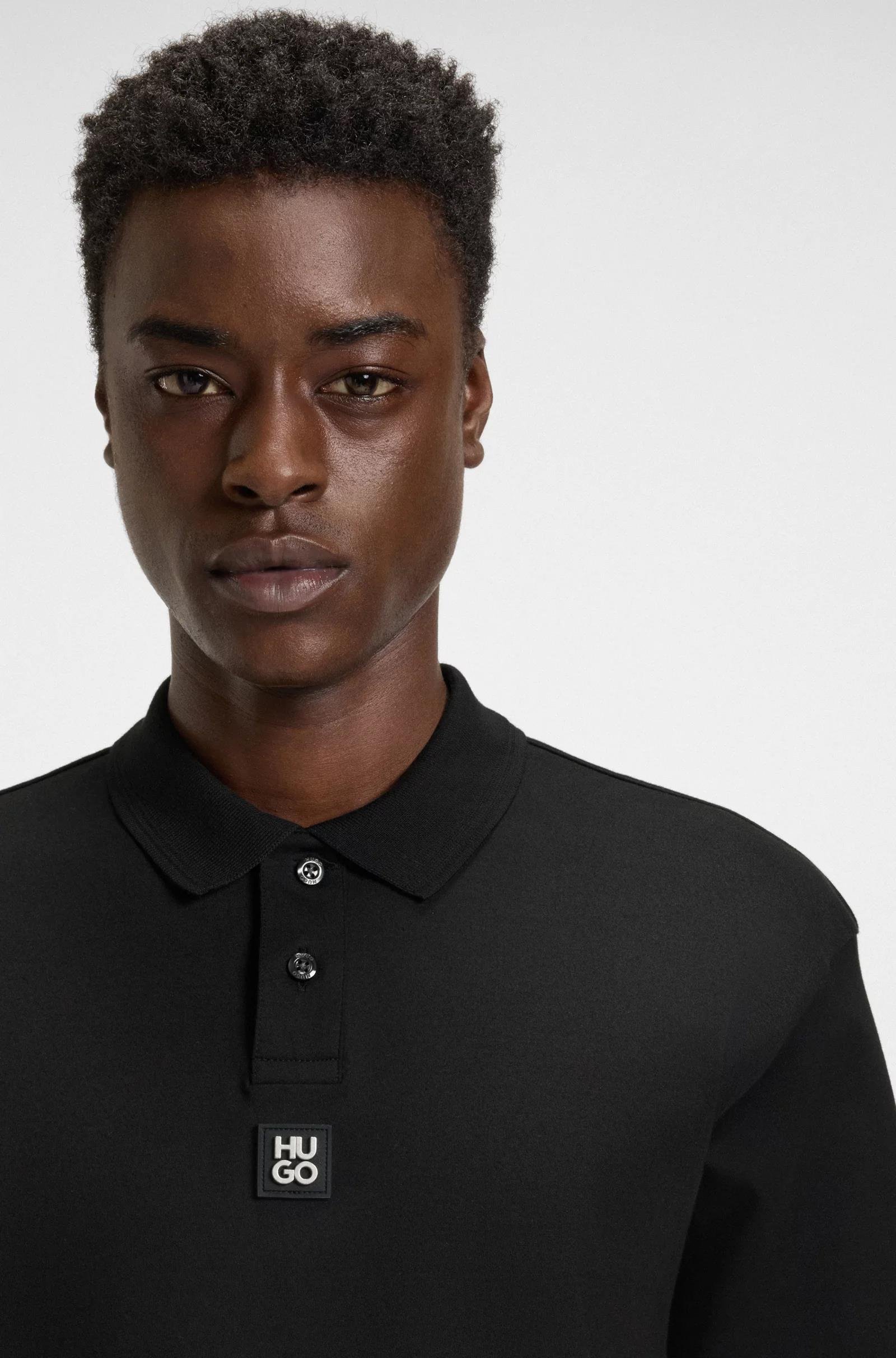 HUGO HUGO Erkek Dokuma Polo Yaka Kısa Kol Günlük Siyah1 Polo Yaka T-Shirt 50517638-002