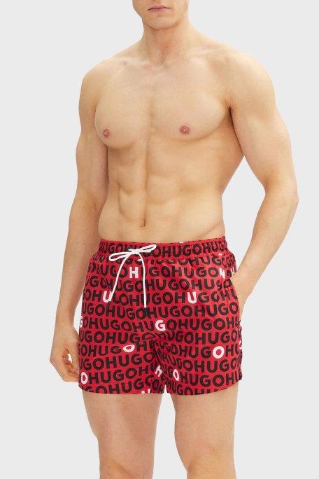HUGO HUGO Erkek HUGO Yazı Desenli Kısa Boy Cepli Kırmızı Mayo 50535412-612