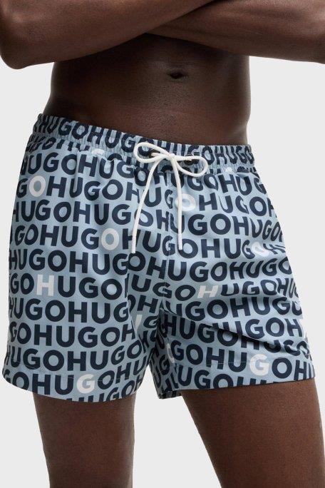 HUGO HUGO Erkek HUGO Yazı Desenli Kısa Boy Cepli Mavi Mayo 50535412-483