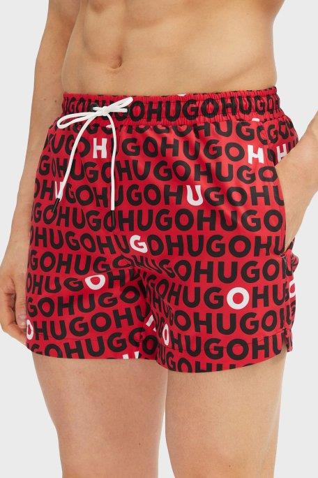 HUGO HUGO Erkek HUGO Yazı Desenli Kısa Boy Cepli Kırmızı Mayo 50535412-612