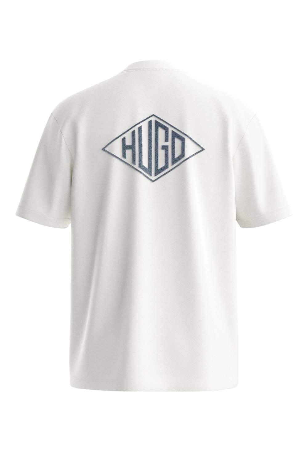 HUGO HUGO Erkek Kısa Kol Bisiklet Yaka Gögüs Ortası Ve Sırt Bölümü HUGO Yazılı Beyaz T-Shirt 50534951-102
