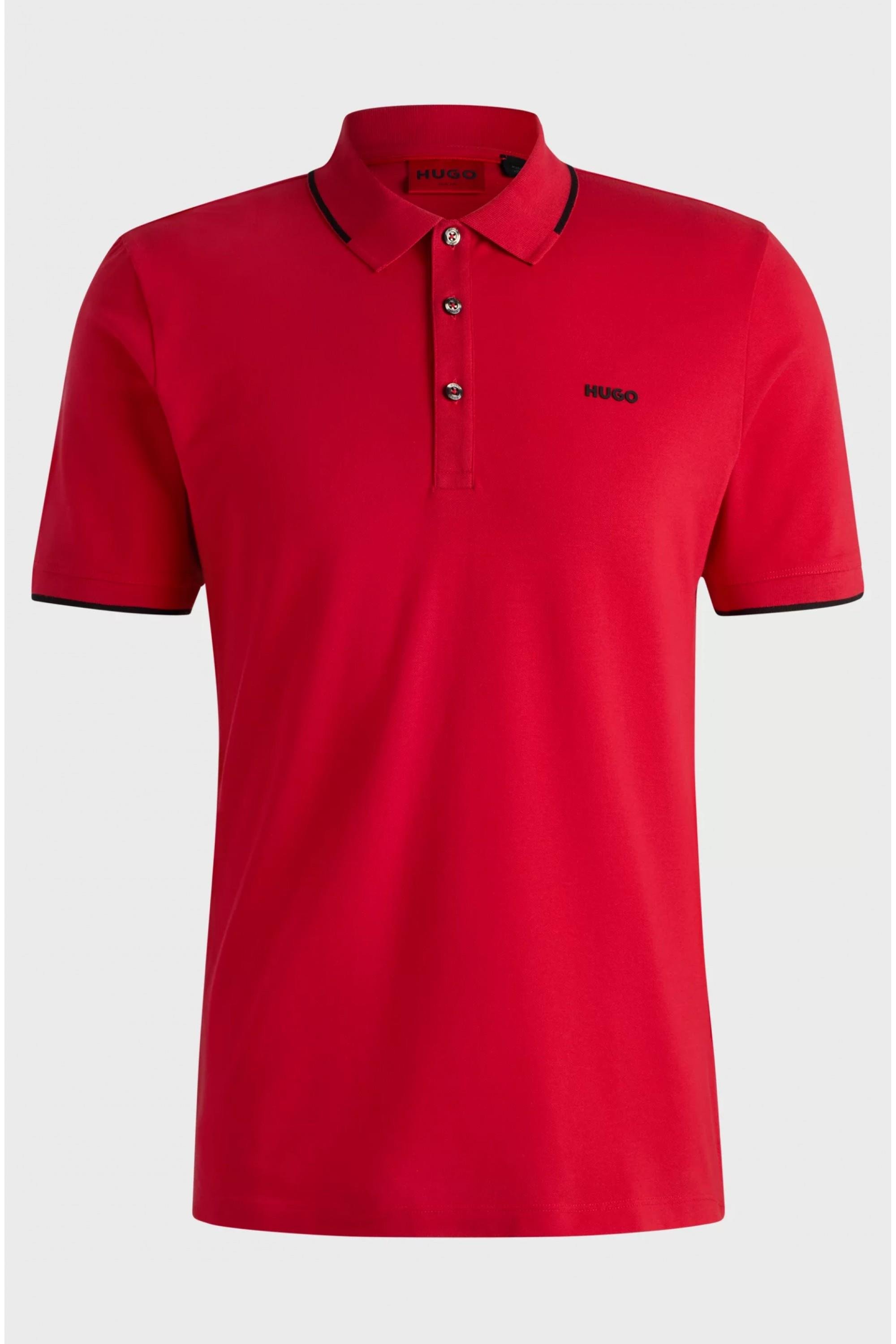 HUGO HUGO Erkek Kısa Kol  Polo Yaka Yaka Ve Kol Uçları Renkli Şerit Kapama Kırmızı Polo Yaka T-Shirt 50467344-693