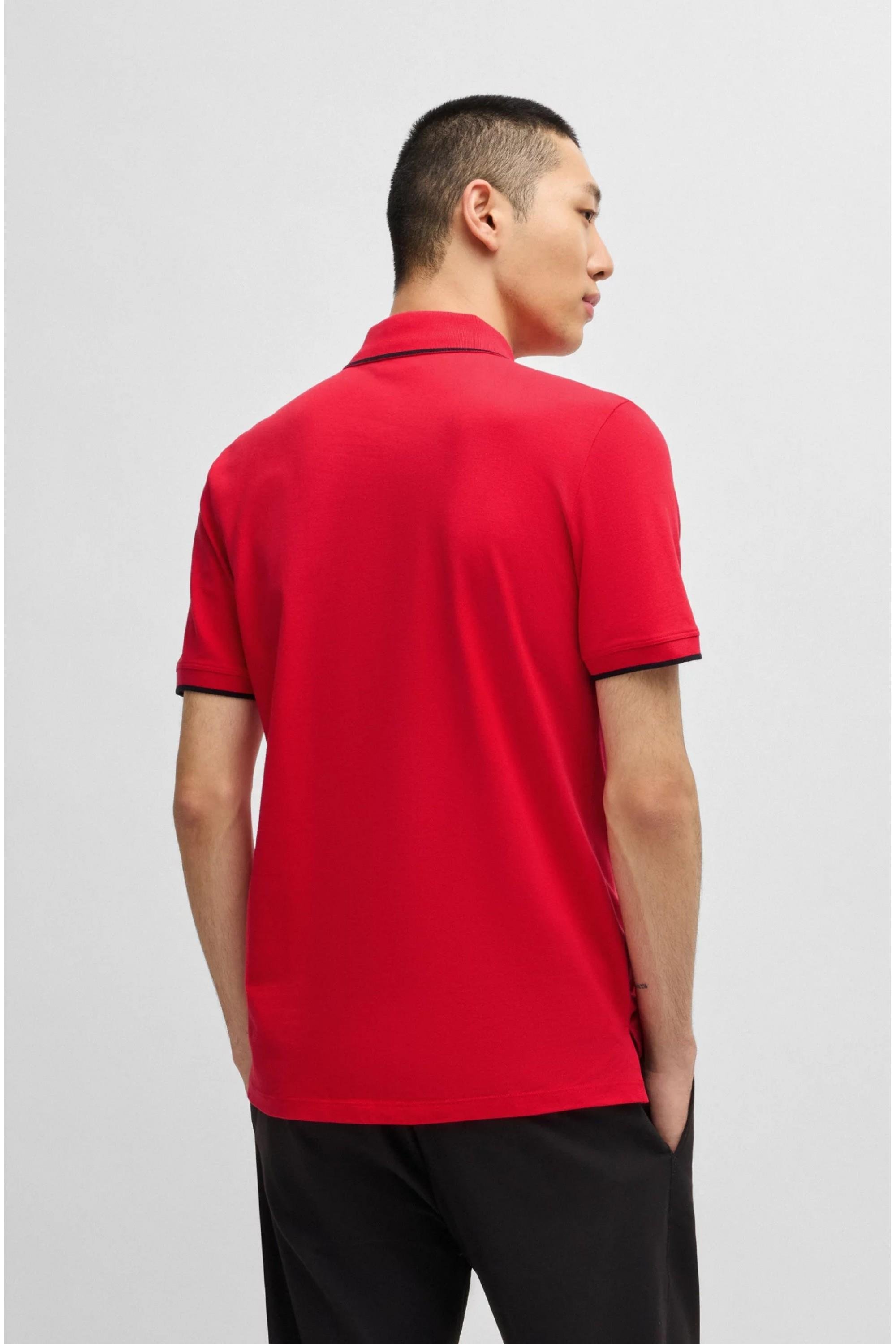 HUGO HUGO Erkek Kısa Kol  Polo Yaka Yaka Ve Kol Uçları Renkli Şerit Kapama Kırmızı Polo Yaka T-Shirt 50467344-693