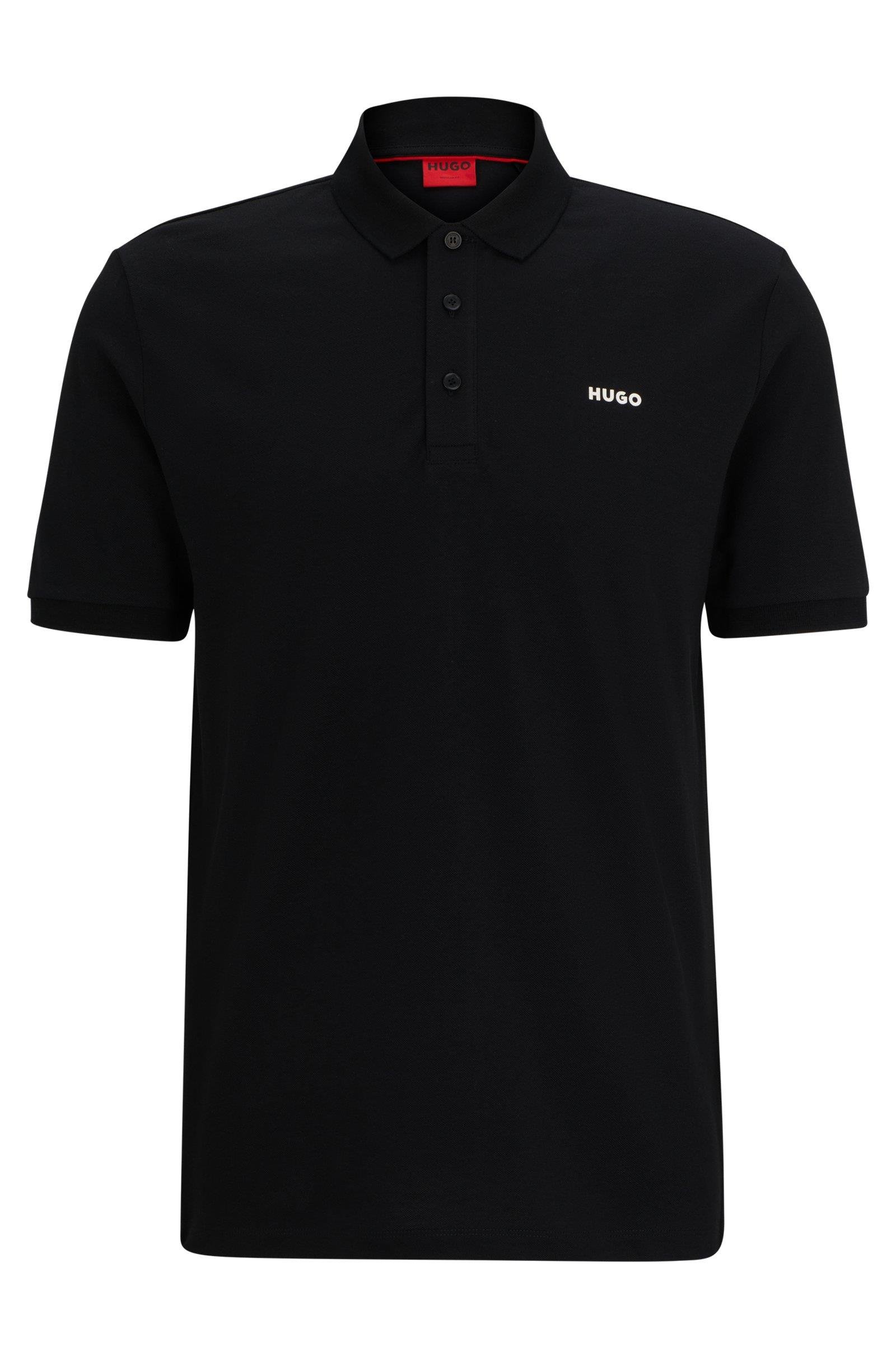 HUGO HUGO Erkek Polo Yaka Regular Fit Pamuklu Kısa Kollu Siyah Sweatshirt 50466182-002