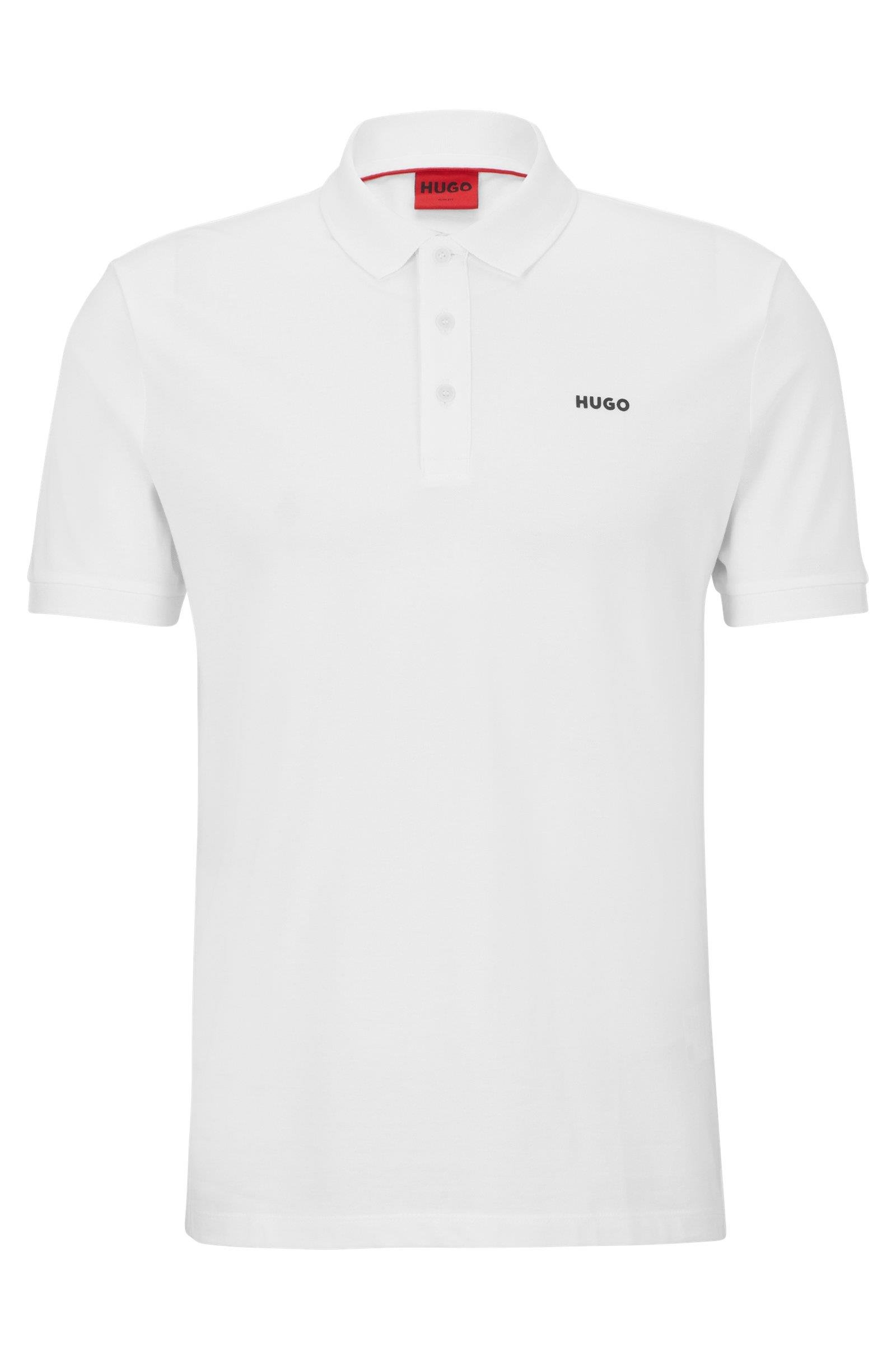 HUGO HUGO Erkek Polo Yaka Regular Fit Pamuklu Kısa Kollu Beyaz Sweatshirt 50466182-120
