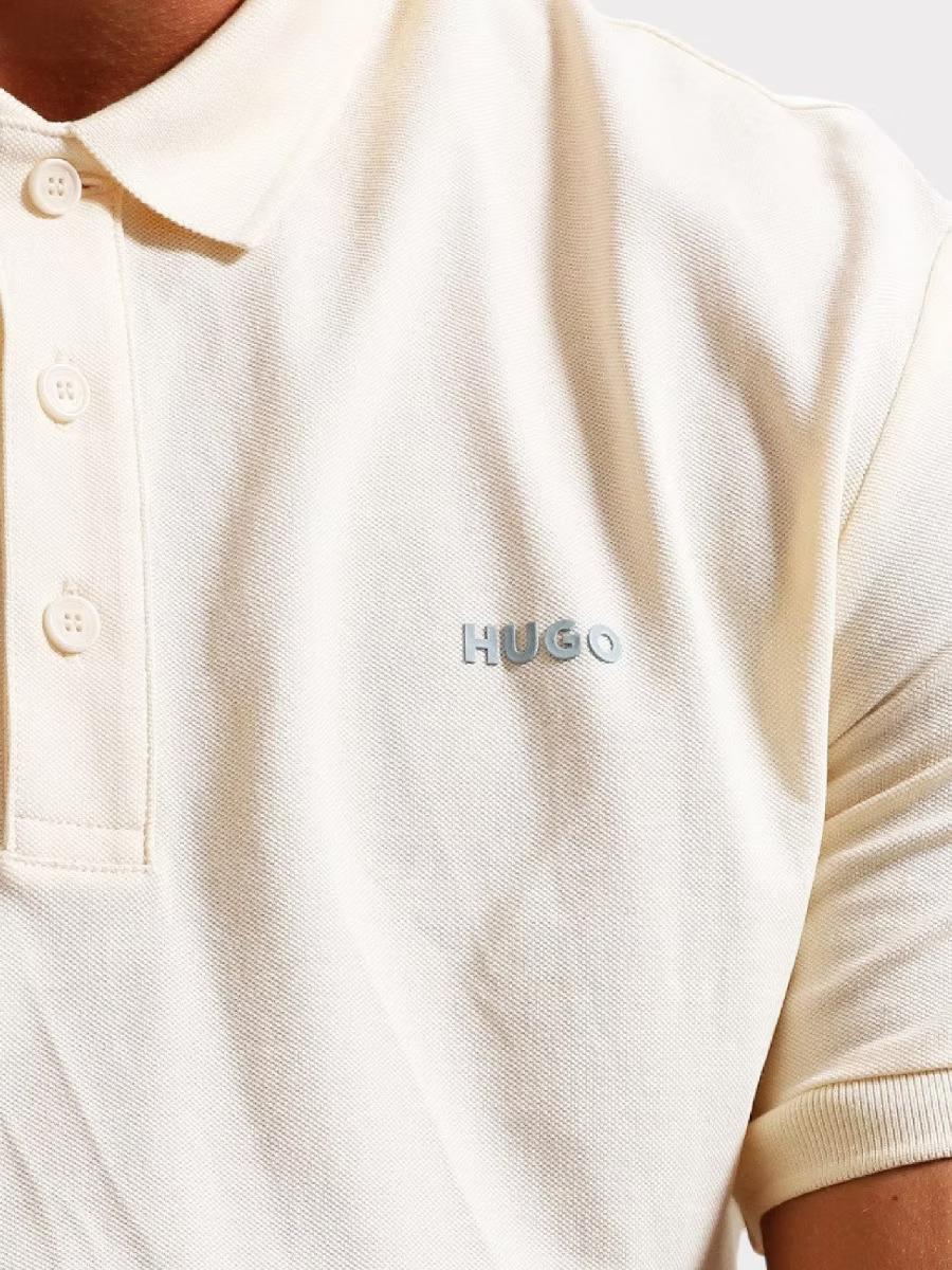 HUGO HUGO Erkek Polo Yaka Regular Fit Pamuklu Kısa Kollu Bej Polo Yaka T-Shirt 50466182-102