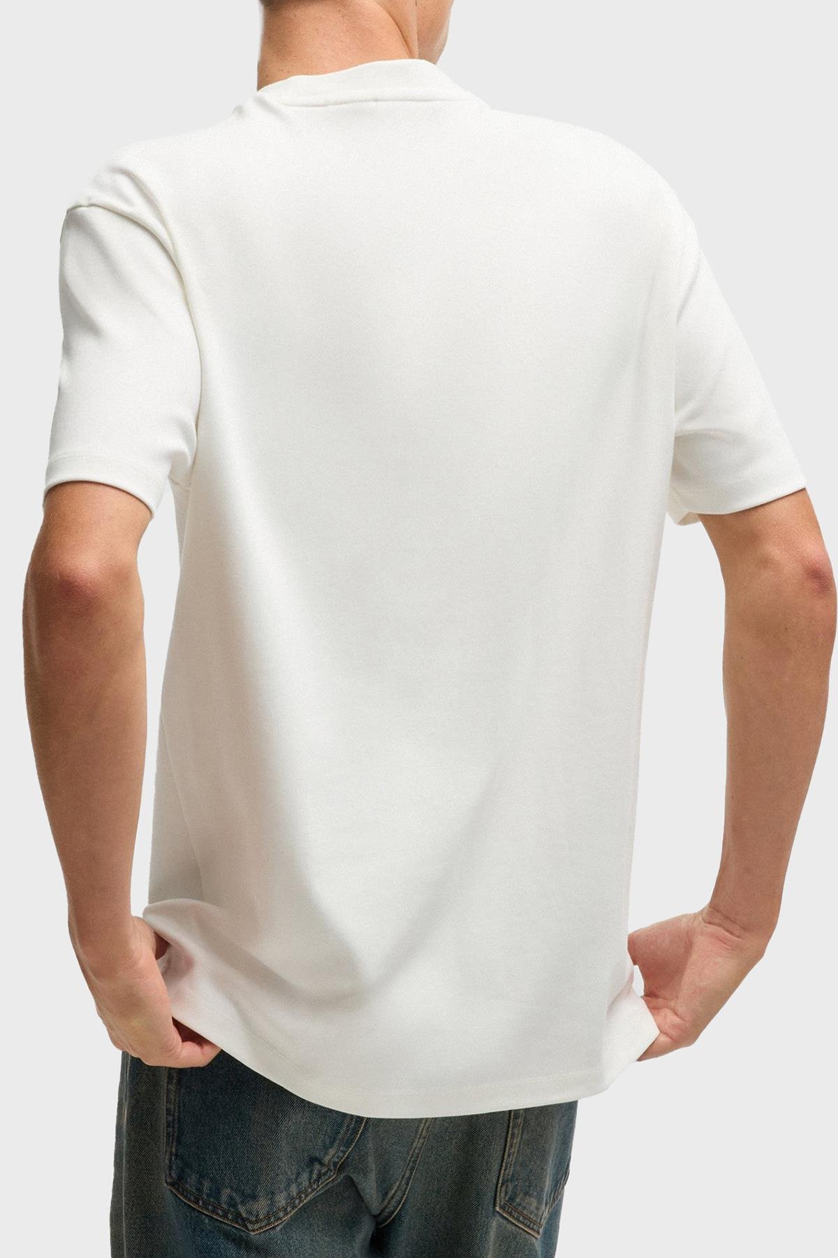 HUGO HUGO Erkek Sıfır Yaka Marka Logolu Beyaz T-Shirt 50505201-102
