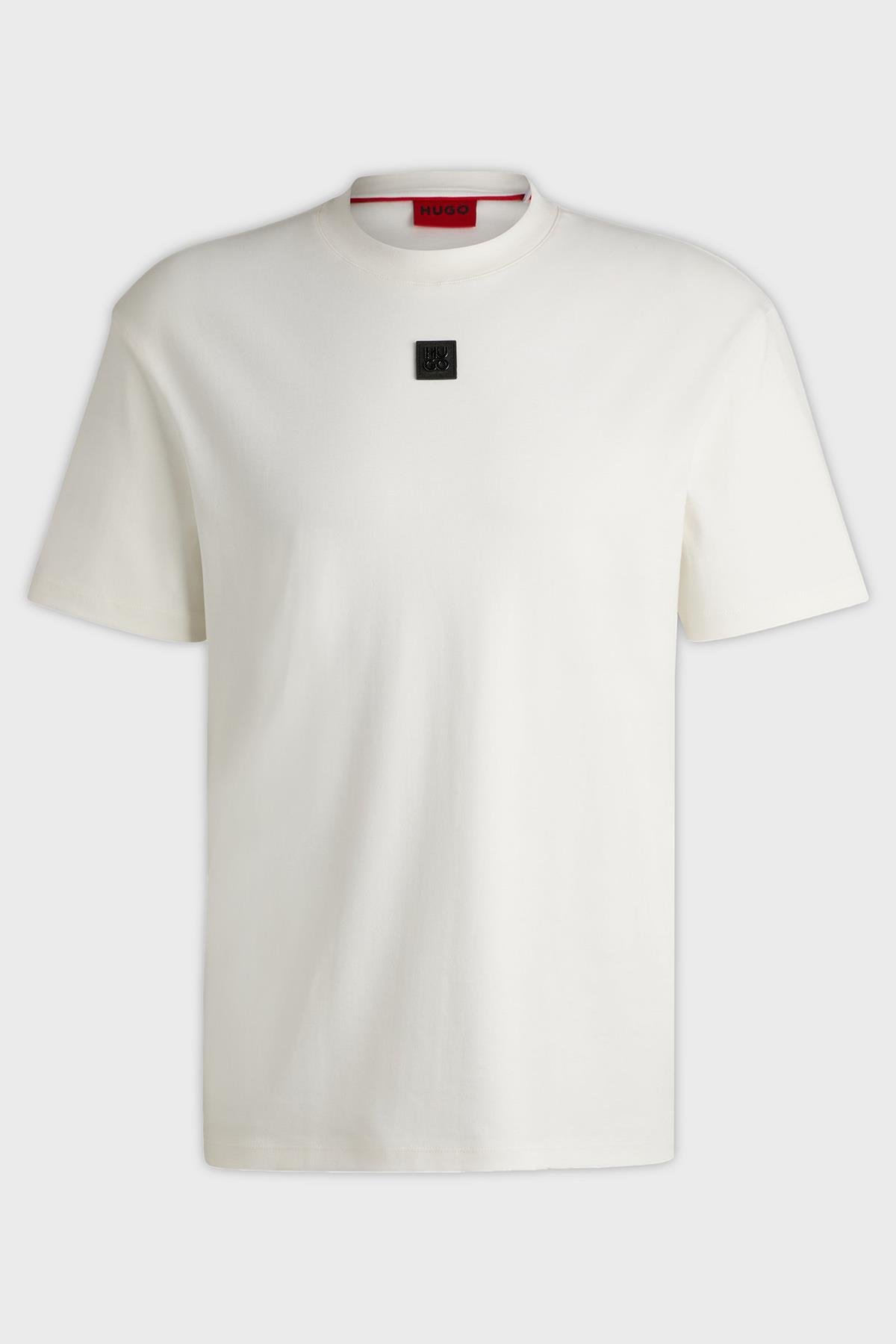 HUGO HUGO Erkek Sıfır Yaka Marka Logolu Beyaz T-Shirt 50505201-102