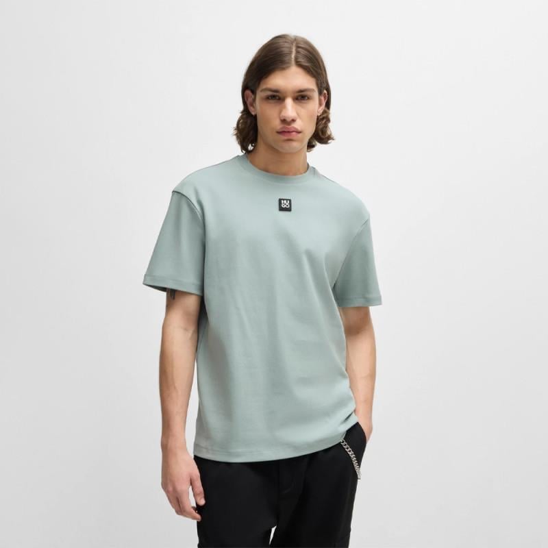 HUGO HUGO Erkek Sıfır Yaka Marka Logolu Yeşil T-Shirt 50505201-074