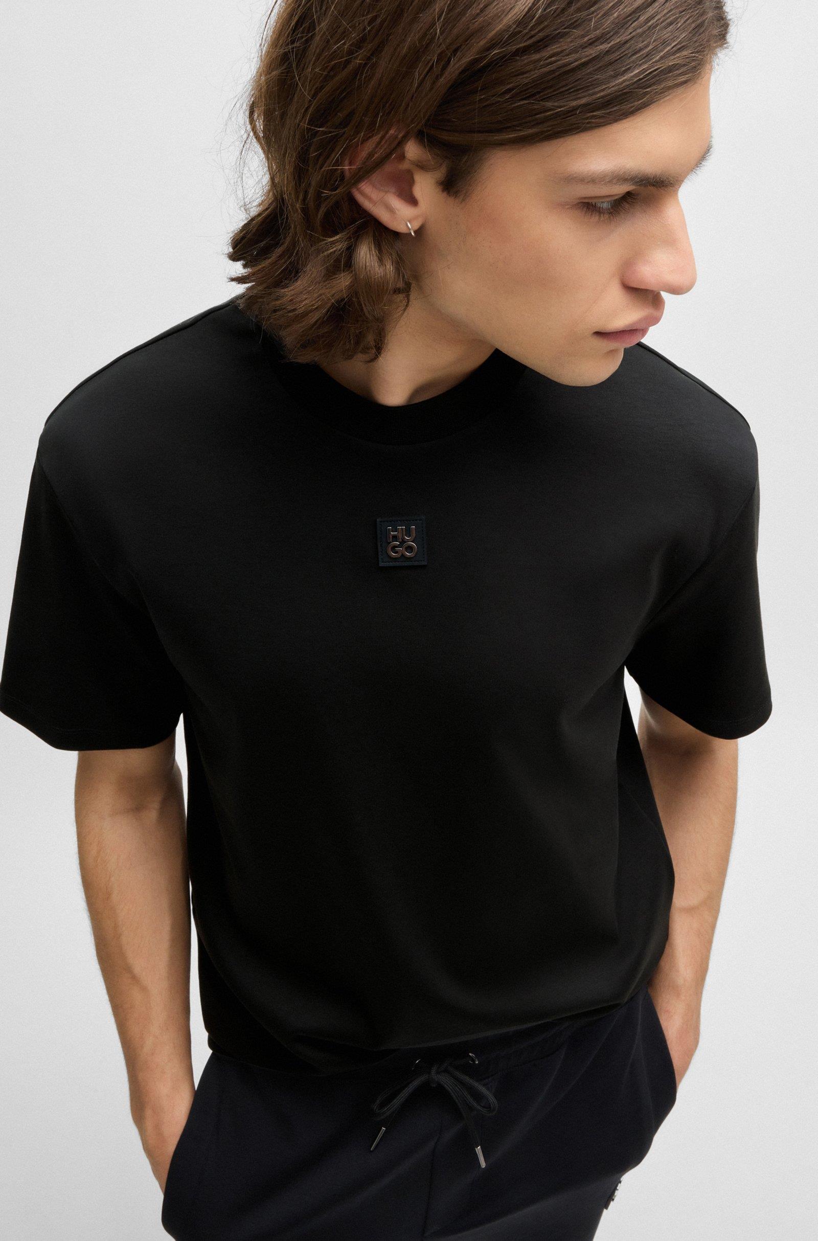 HUGO HUGO Erkek Sıfır Yaka Marka Logolu Siyah T-Shirt 50505201-001
