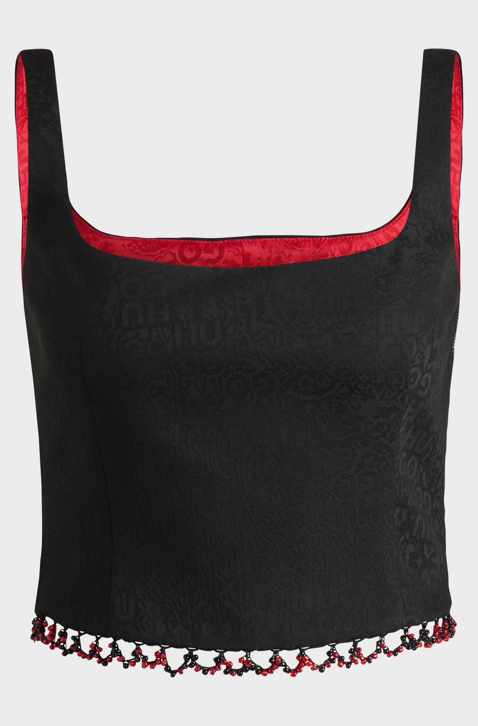 HUGO HUGO Kadın Crop Boy Marka Logolu Pamuklu Siyah CROP 50525718-986