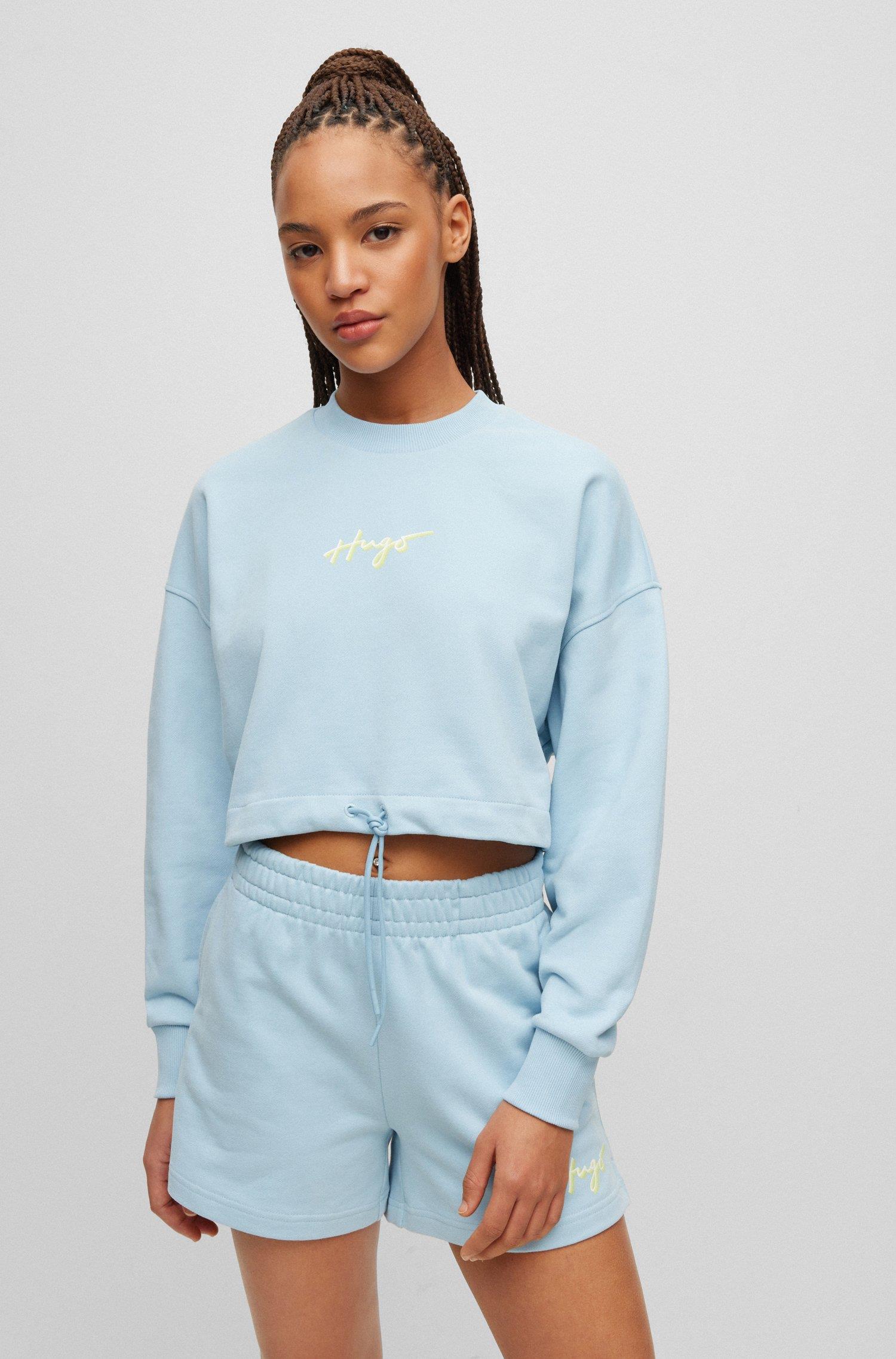 HUGO HUGO Kadın Marka Logolu Uzun Kollu Rahat Mavi Sweatshirt 50489094-451