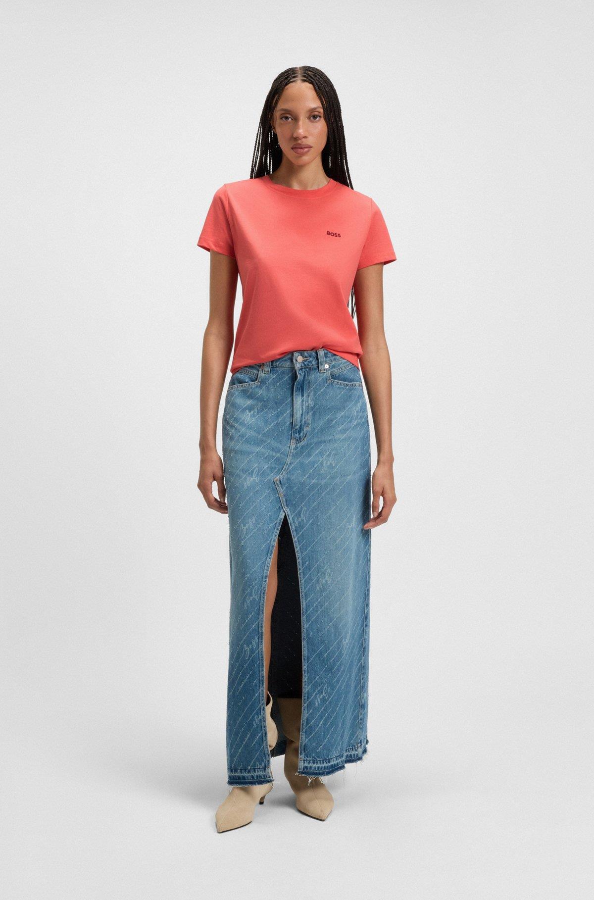 HUGO HUGO Kadın Pamuklu Marka Logolu Yuvarlak Yaka Pembe1 T-Shirt 50506973-638