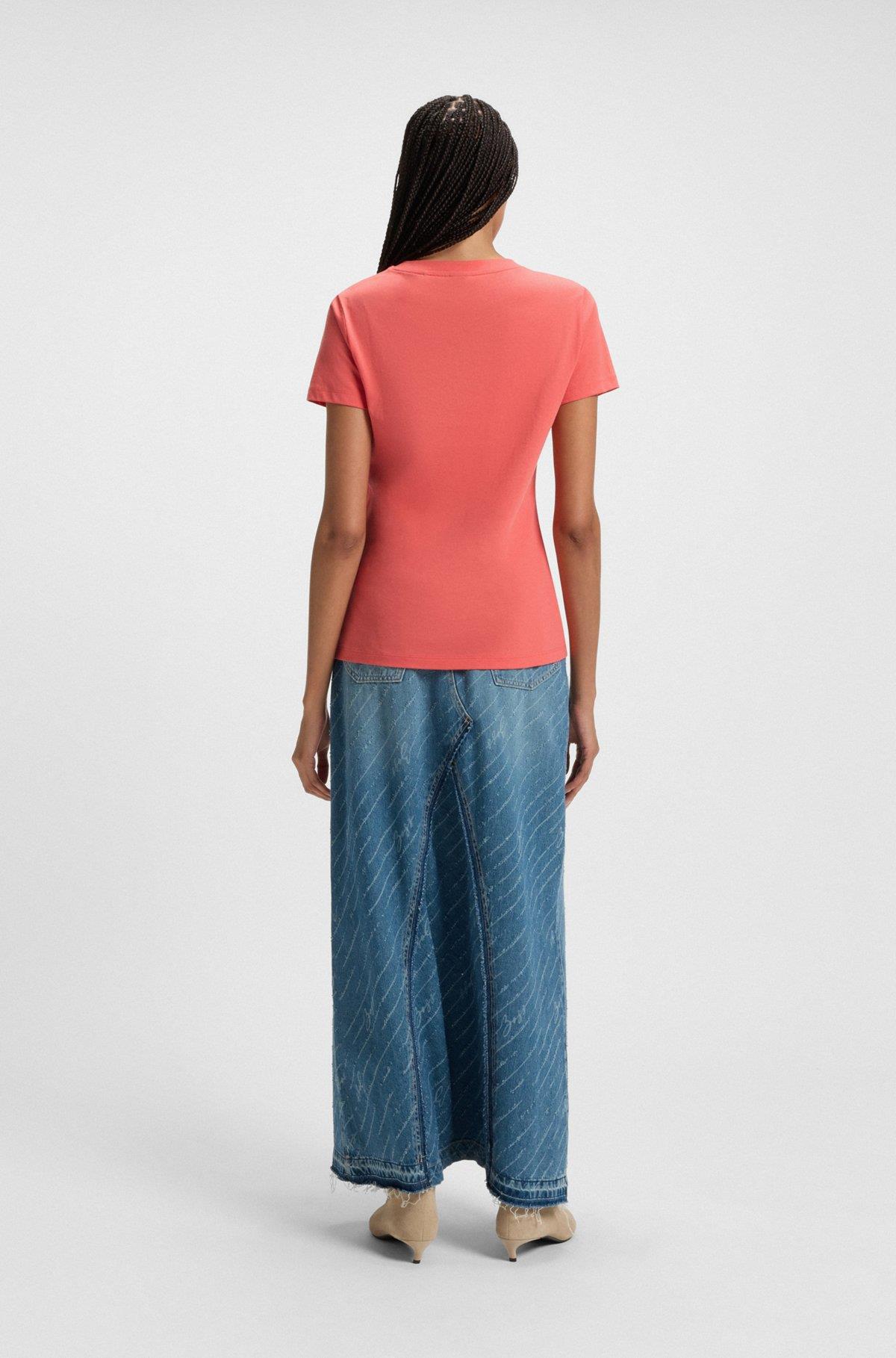 HUGO HUGO Kadın Pamuklu Marka Logolu Yuvarlak Yaka Pembe1 T-Shirt 50506973-638