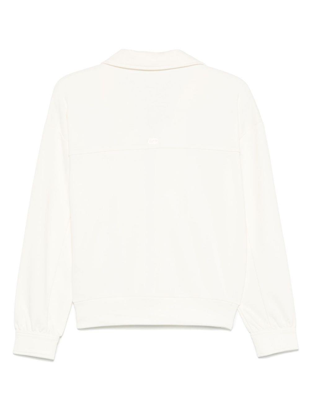 LIU JO Lıu Jo Kadın Çentik Yaka Cep Detaylı Düğme Kapamalı Regular Fit Beyaz Sweatshirt TA5012FS002-10105