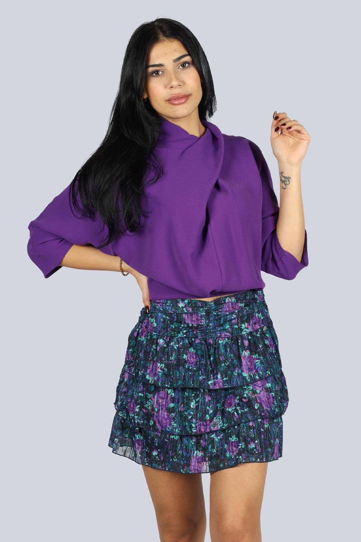 Liu Jo Lıu Jo Kadın Normal Belli Mini Boy Günlük Mor Etek MF3408T3698-Q9905