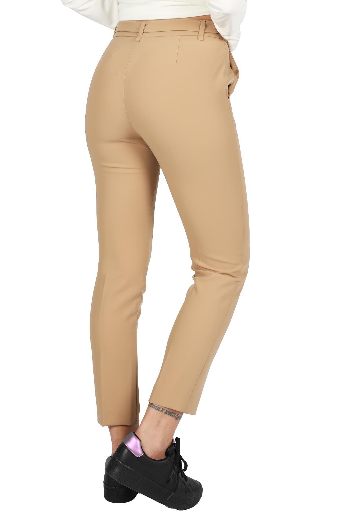 Liu Jo Lıu Jo Kadın Yüksek Belli Pamuk Karışımlı Günlük Kullanım Camel Pantolon WF3091T7982-71320