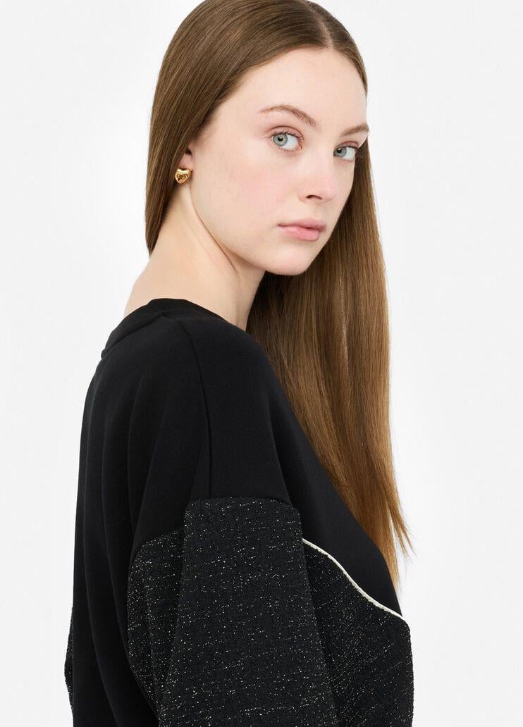 LIU JO Lıu Jo Kadın Yuvarlak Yakalı Geniş Kalıp Desenli Uzun Kollu Siyah Sweatshirt TF5158FS321-09Z49
