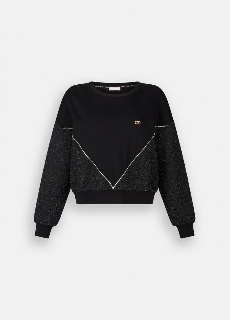 LIU JO Lıu Jo Kadın Yuvarlak Yakalı Geniş Kalıp Desenli Uzun Kollu Siyah Sweatshirt TF5158FS321-09Z49