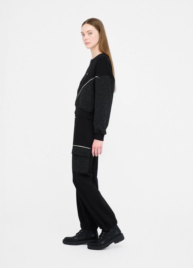 LIU JO Lıu Jo Kadın Yuvarlak Yakalı Geniş Kalıp Desenli Uzun Kollu Siyah Sweatshirt TF5158FS321-09Z49