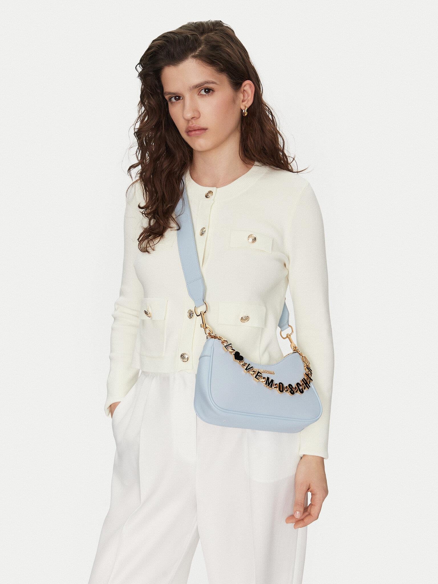 Love Moschino Love Moschino Kadın Deri Logo ve Zincir Detaylı Mavi Omuz Çantası JC4070PP1ML13-71A