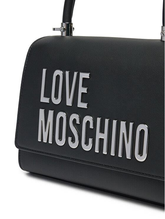 Love Moschino Love Moschino Kadın Deri Ayarlanabilir Zincir Omuz Askılı Gold Detaylı Siyah Omuz Çantası JC4024PP1MKD0-00B