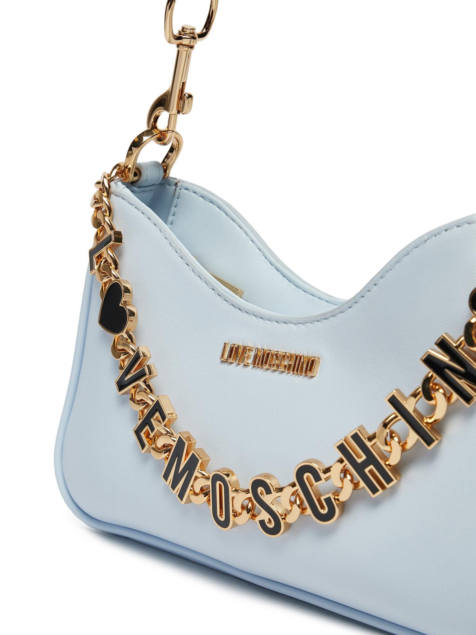 Love Moschino Love Moschino Kadın Deri Logo ve Zincir Detaylı Mavi Omuz Çantası JC4070PP1ML13-71A