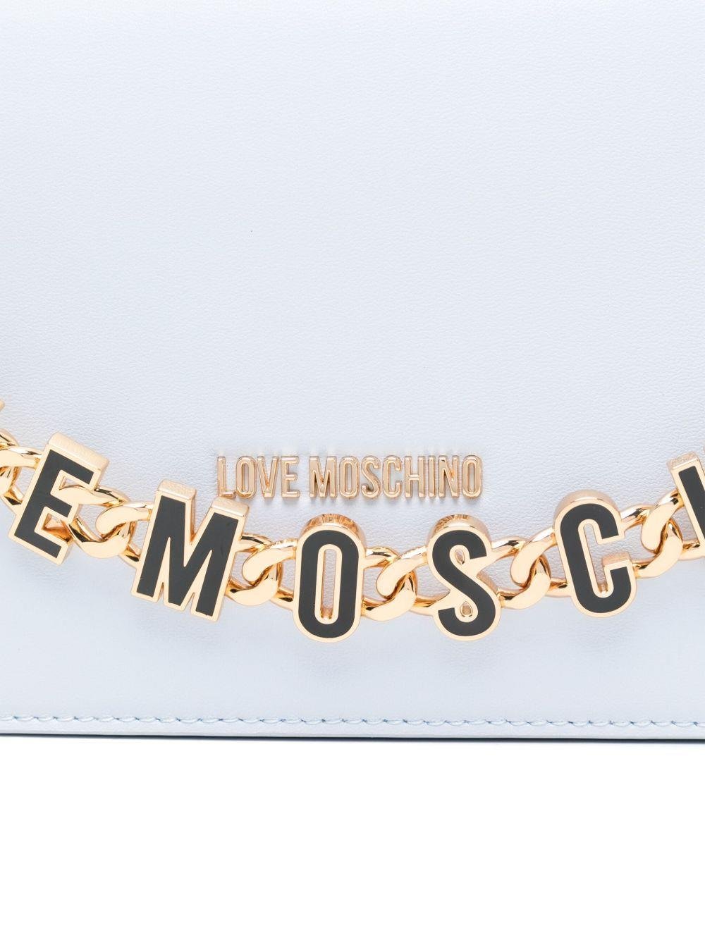 Love Moschino Love Moschino Kadın Gold Marka Logolu Zincir Askılı İçi Fermuar Bölmeli Manyetik Kapamalı Mavi Omuz Çantası JC4071PP1ML13-71A