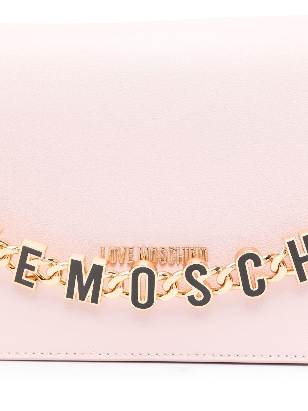 Love Moschino Love Moschino Kadın Gold Marka Logolu Zincir Askılı İçi Fermuar Bölmeli Manyetik Kapamalı Pembe Omuz Çantası JC4071PP1ML13-60A